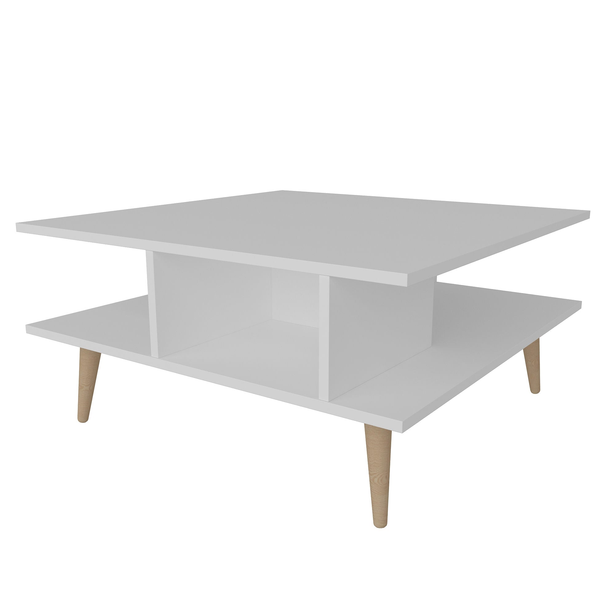 Mesa de Centro Branca Moderna, 89 x 89 x 44 cm | Painel de Partículas 100% Revestido em Melamina, 18 mm de Espessura | Design Elegante e Funcional para Qualquer Espaço