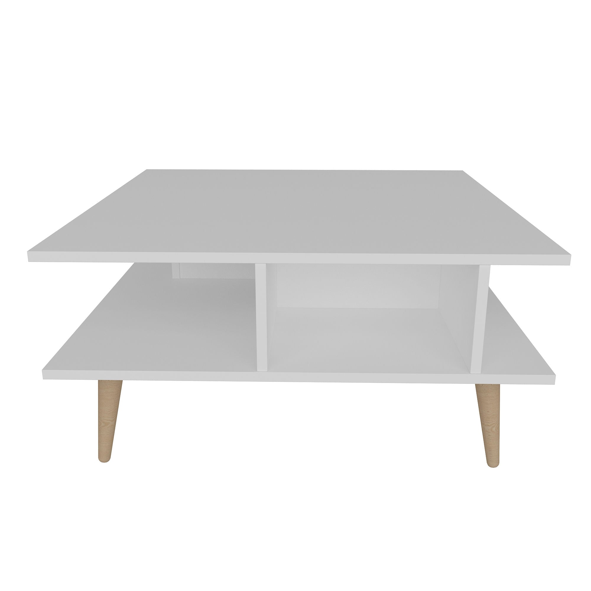 Mesa de Centro Branca Moderna, 89 x 89 x 44 cm | Painel de Partículas 100% Revestido em Melamina, 18 mm de Espessura | Design Elegante e Funcional para Qualquer Espaço