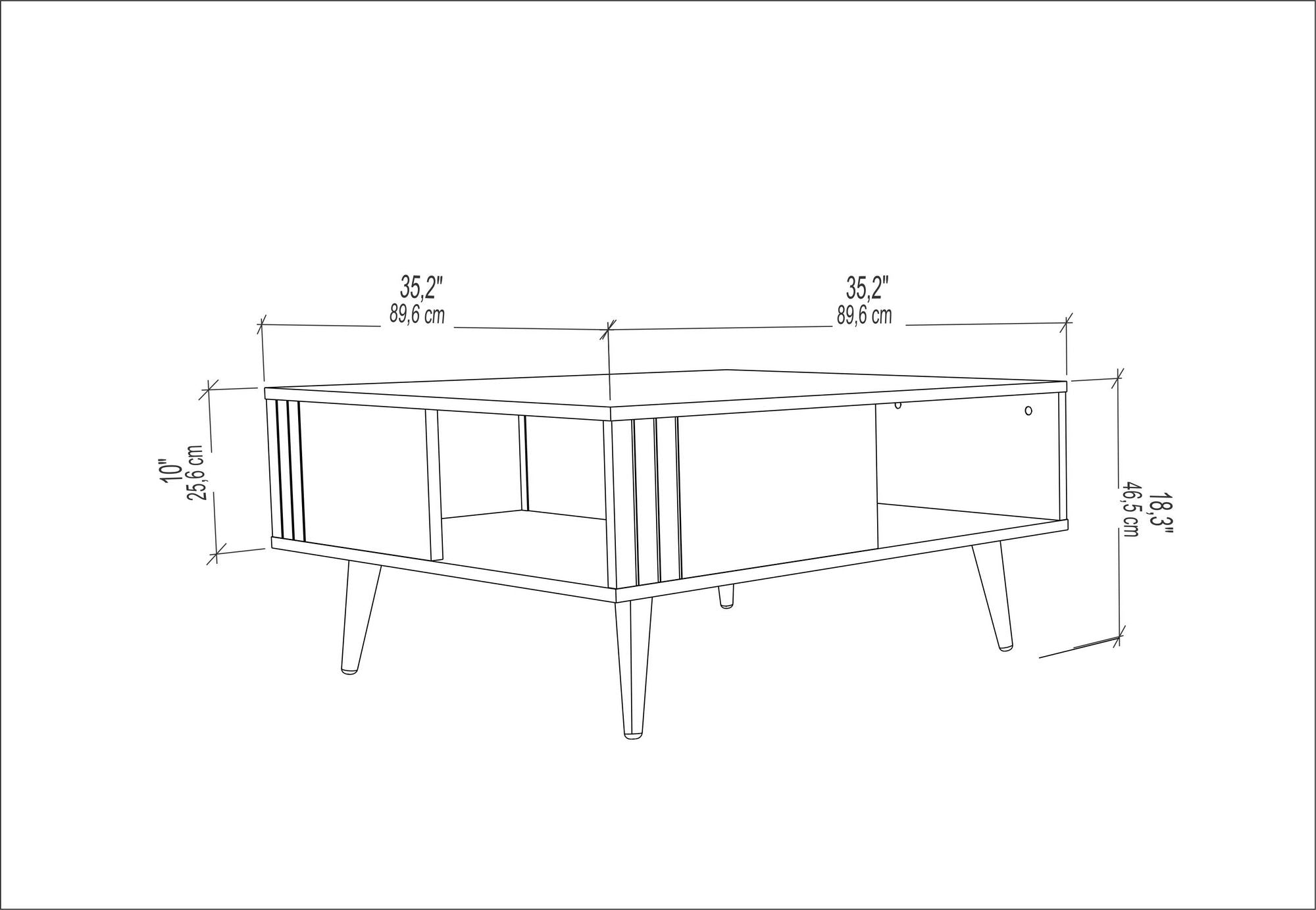 Mesa de Centro Branca Moderna, 89,6 x 89,6 x 46,5 cm | Painel de Partículas 100% Revestido em Melamina, 18 mm de Espessura | Elegante e Funcional para Qualquer Espaço