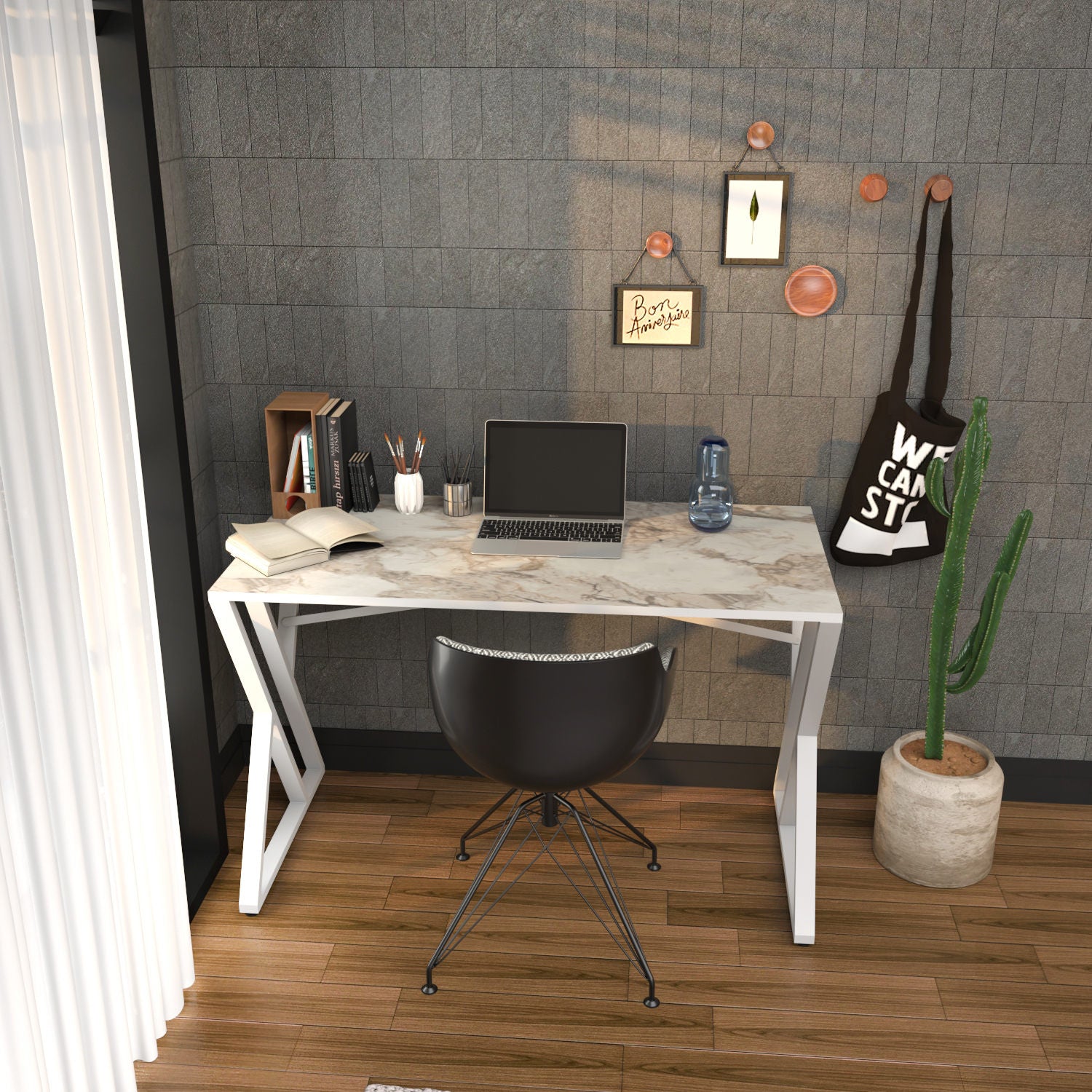 Secretária de Estudo/Escritório Moderna, Branca, 120 x 60 x 75 cm | Painel de Partículas 100% Revestido em Melamina, 18 mm de Espessura | Elegante e Funcional para Uso Doméstico ou Hoteleiro