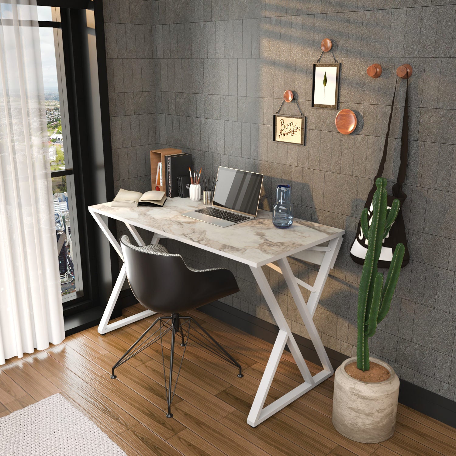 Secretária de Estudo/Escritório Moderna, Branca, 120 x 60 x 75 cm | Painel de Partículas 100% Revestido em Melamina, 18 mm de Espessura | Elegante e Funcional para Uso Doméstico ou Hoteleiro