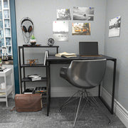 Secretária de Estudo/Escritório Moderna, Preta, 133 x 60 x 76,8 cm | Painel de Partículas 100% Revestido em Melamina, 18 mm de Espessura, Estrutura de Metal Resistente | Elegante e Funcional para Escritório em Casa