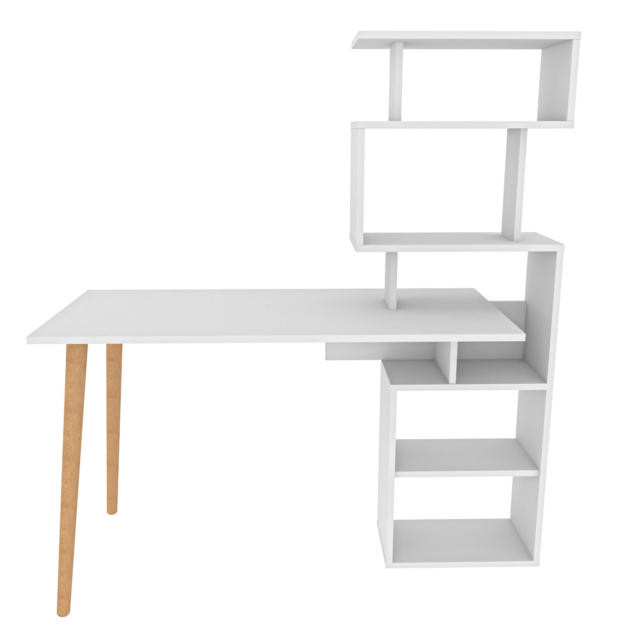 Secretária de Estudo/Escritório Moderna, Branca, 133 x 55 x 146,4 cm | Painel de Partículas 100% Revestido em Melamina, 18 mm de Espessura | Elegante e Funcional para Escritório e Estudo em Casa