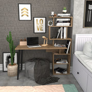 Secretária de Estudo/Escritório Moderna, Cor Nogueira, 133 x 55 x 146,4 cm | Painel de Partículas 100% Revestido em Melamina, 18 mm de Espessura | Elegante e Funcional para Escritório em Casa