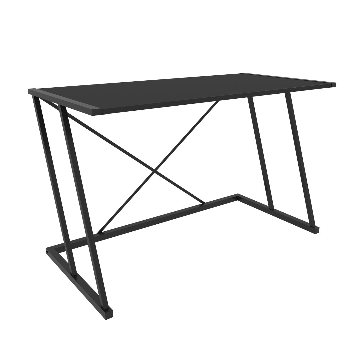 Secretária de Estudo/Escritório Moderna, Preta e Antracite, 114 x 60 x 75 cm | Painel de Partículas 100% Revestido em Melamina, 18 mm de Espessura, Estrutura de Metal Resistente | Ideal para Casa e Escritório