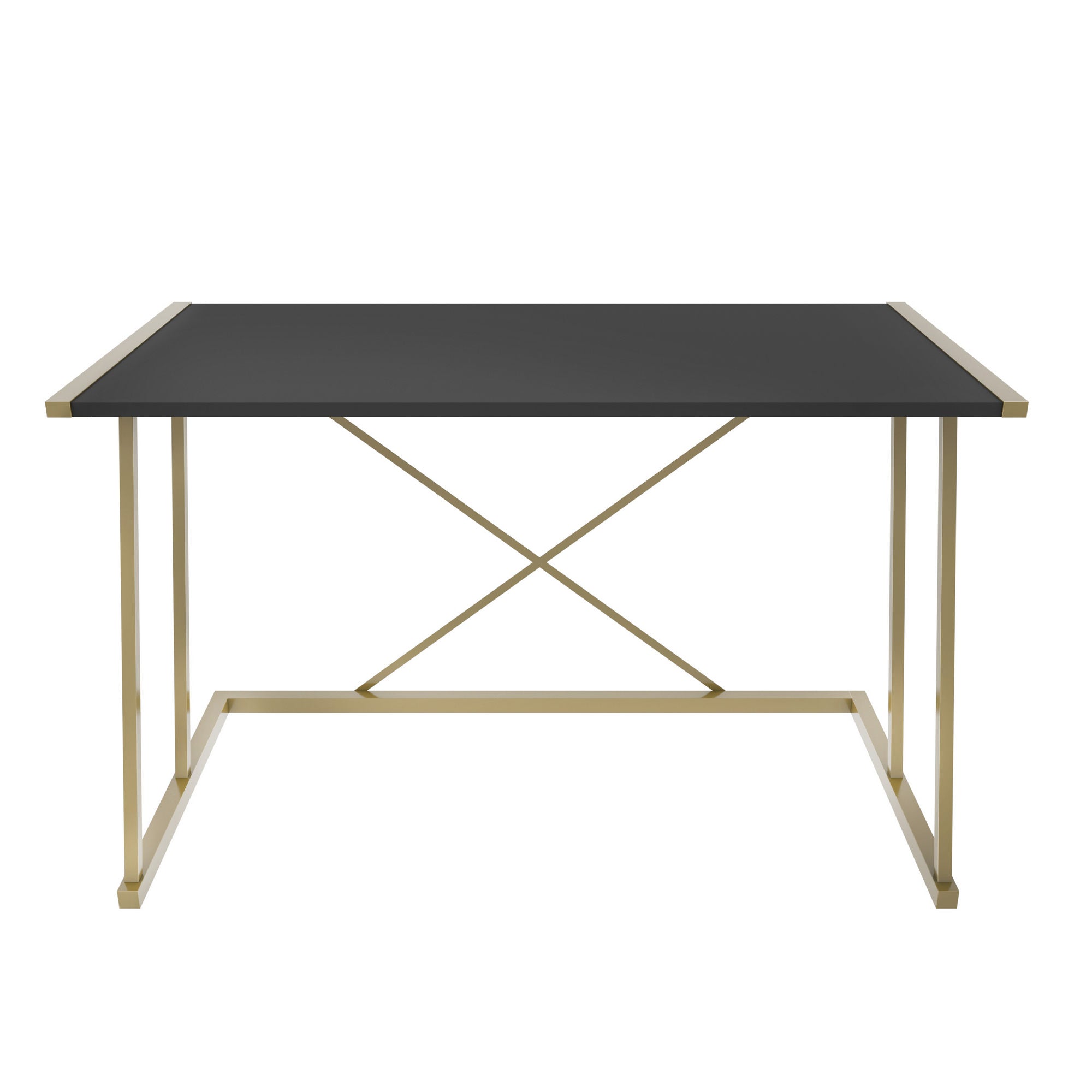 Secretária de Estudo/Escritório Moderna, Dourado e Antracite, 114 x 60 x 75 cm | Painel de Partículas 100% Revestido em Melamina, 18 mm de Espessura, Estrutura de Metal Resistente | Design Glamouroso para Casa e Escritório