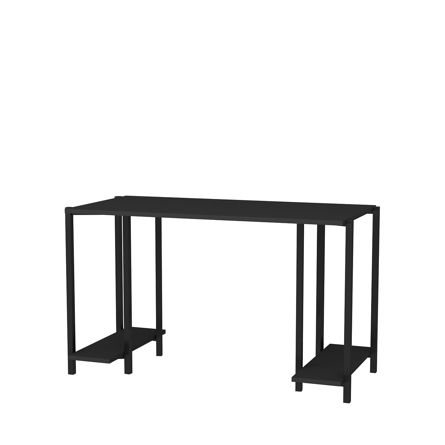 Secretária de Estudo/Escritório Moderna, Preta e Antracite, 125,2 x 60 x 73,8 cm | Painel de Partículas 100% Revestido em Melamina, 18 mm de Espessura | Ideal para Escritórios Domésticos e Espaços Industriais