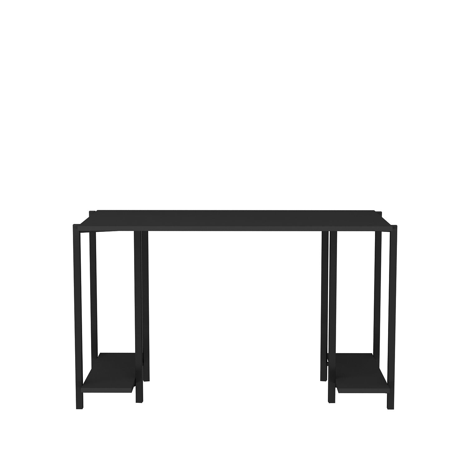 Secretária de Estudo/Escritório Moderna, Preta e Antracite, 125,2 x 60 x 73,8 cm | Painel de Partículas 100% Revestido em Melamina, 18 mm de Espessura | Ideal para Escritórios Domésticos e Espaços Industriais