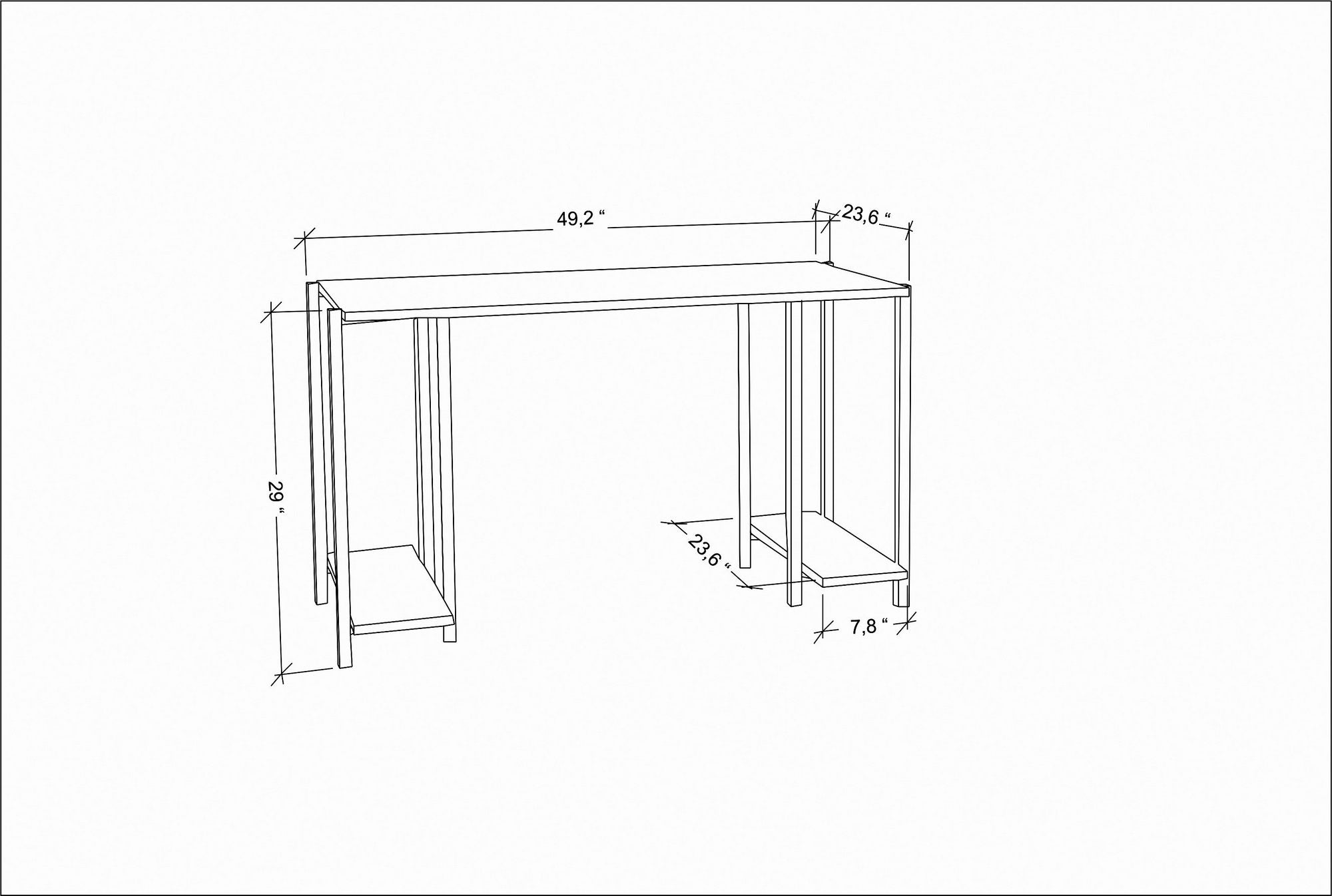 Secretária de Estudo/Escritório Moderna, Branca e Antracite, 125,2 x 60 x 73,8 cm | Painel de Partículas 100% Revestido em Melamina, 18 mm de Espessura | Elegante e Funcional para Casa ou Hotel