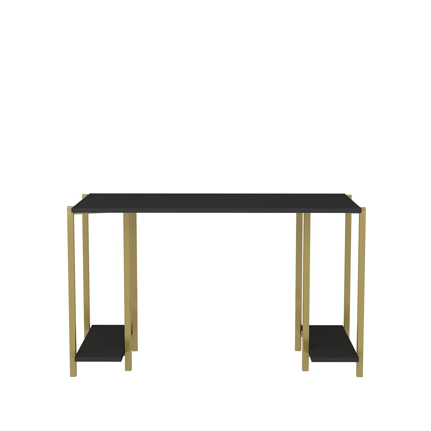 Secretária de Estudo/Escritório Moderna, Dourado e Antracite, 125,2 x 60 x 73,8 cm | Painel de Partículas 100% Revestido em Melamina, 18 mm de Espessura | Design Glamouroso para Casa e Escritório