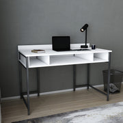 Secretária de Estudo/Escritório Moderna, Preta e Branca, 120 x 60 x 74,8 cm | Painel de Partículas 100% Revestido em Melamina, 18 mm de Espessura | Elegante e Funcional para Uso Doméstico ou Hoteleiro