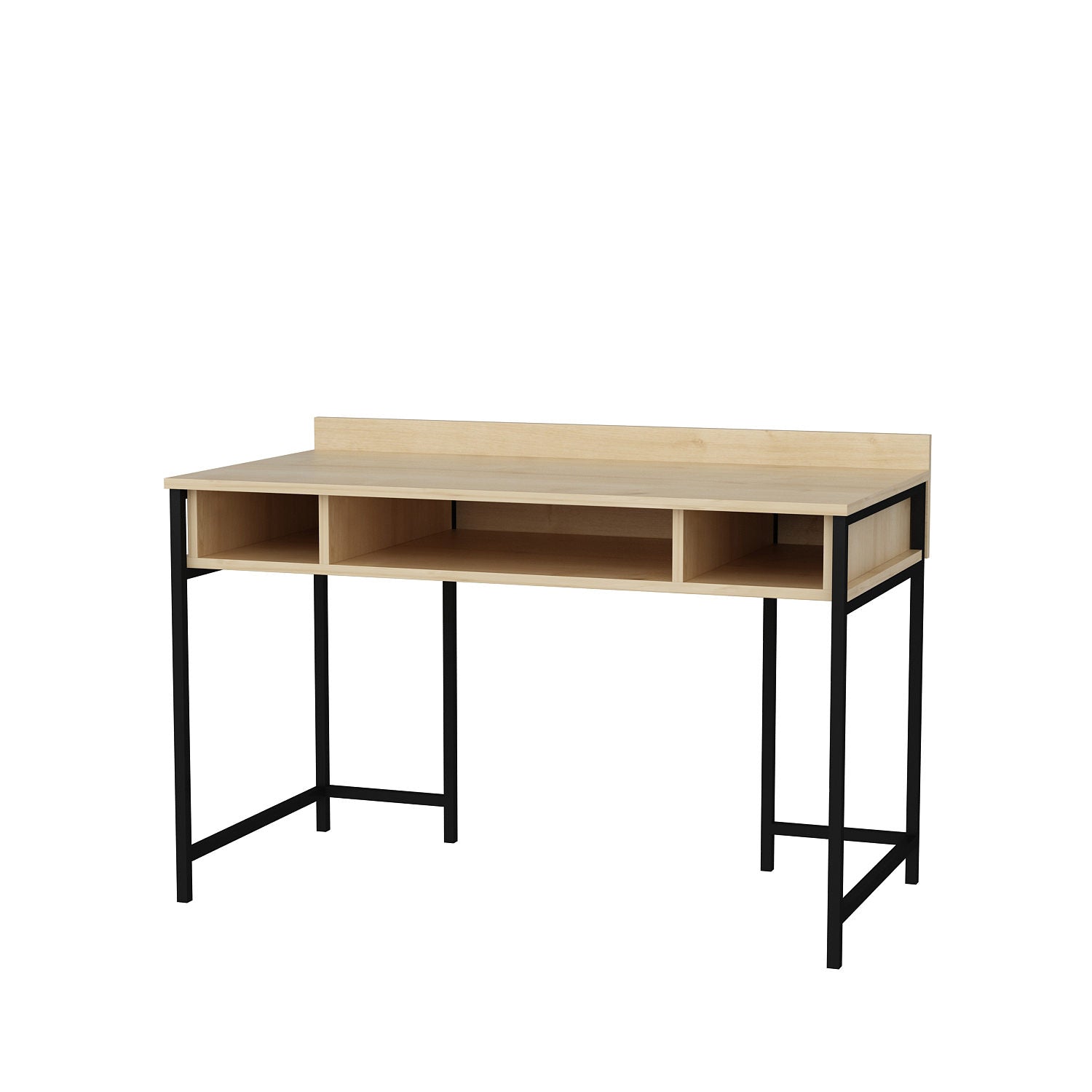 Secretária de Estudo/Escritório Moderna, Preta e Carvalho, 120 x 60 x 74,8 cm | Painel de Partículas 100% Revestido em Melamina, 18 mm de Espessura | Elegante e Funcional para Casa ou Escritório