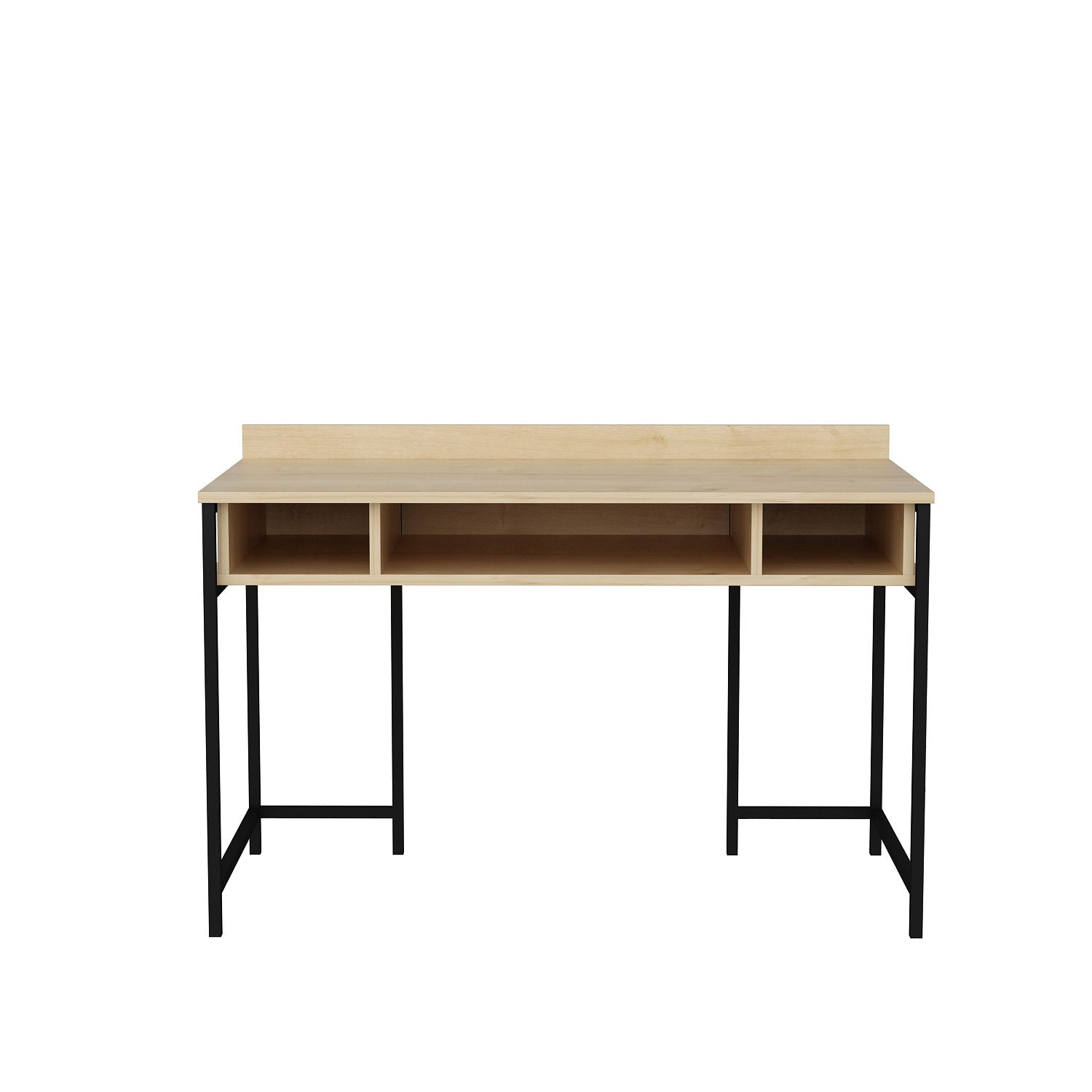 Secretária de Estudo/Escritório Moderna, Preta e Carvalho, 120 x 60 x 74,8 cm | Painel de Partículas 100% Revestido em Melamina, 18 mm de Espessura | Elegante e Funcional para Casa ou Escritório