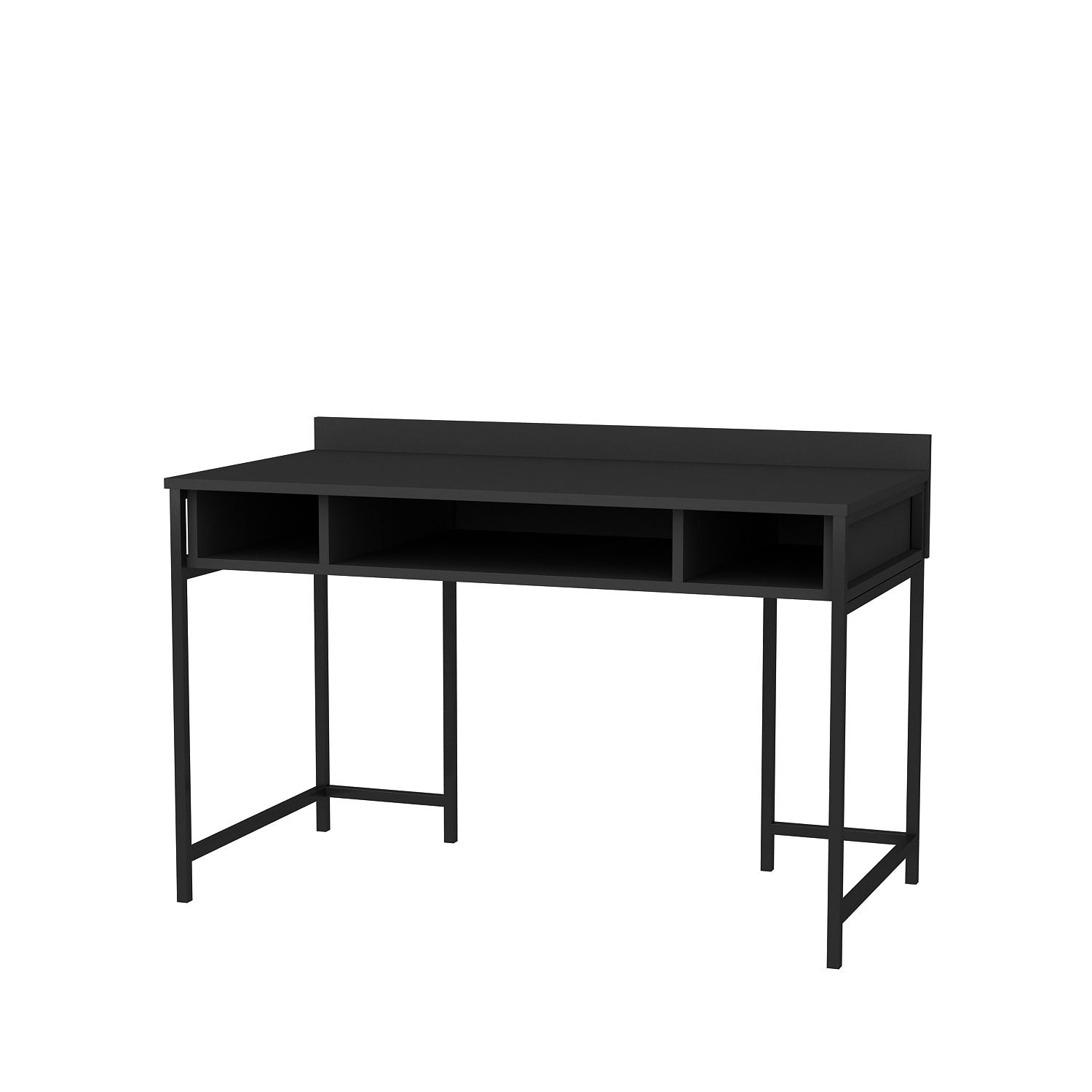 Secretária de Estudo/Escritório Moderna, Preta e Antracite, 120 x 60 x 74,8 cm | Painel de Partículas 100% Revestido em Melamina, 18 mm de Espessura | Elegante e Funcional para Casa ou Escritório