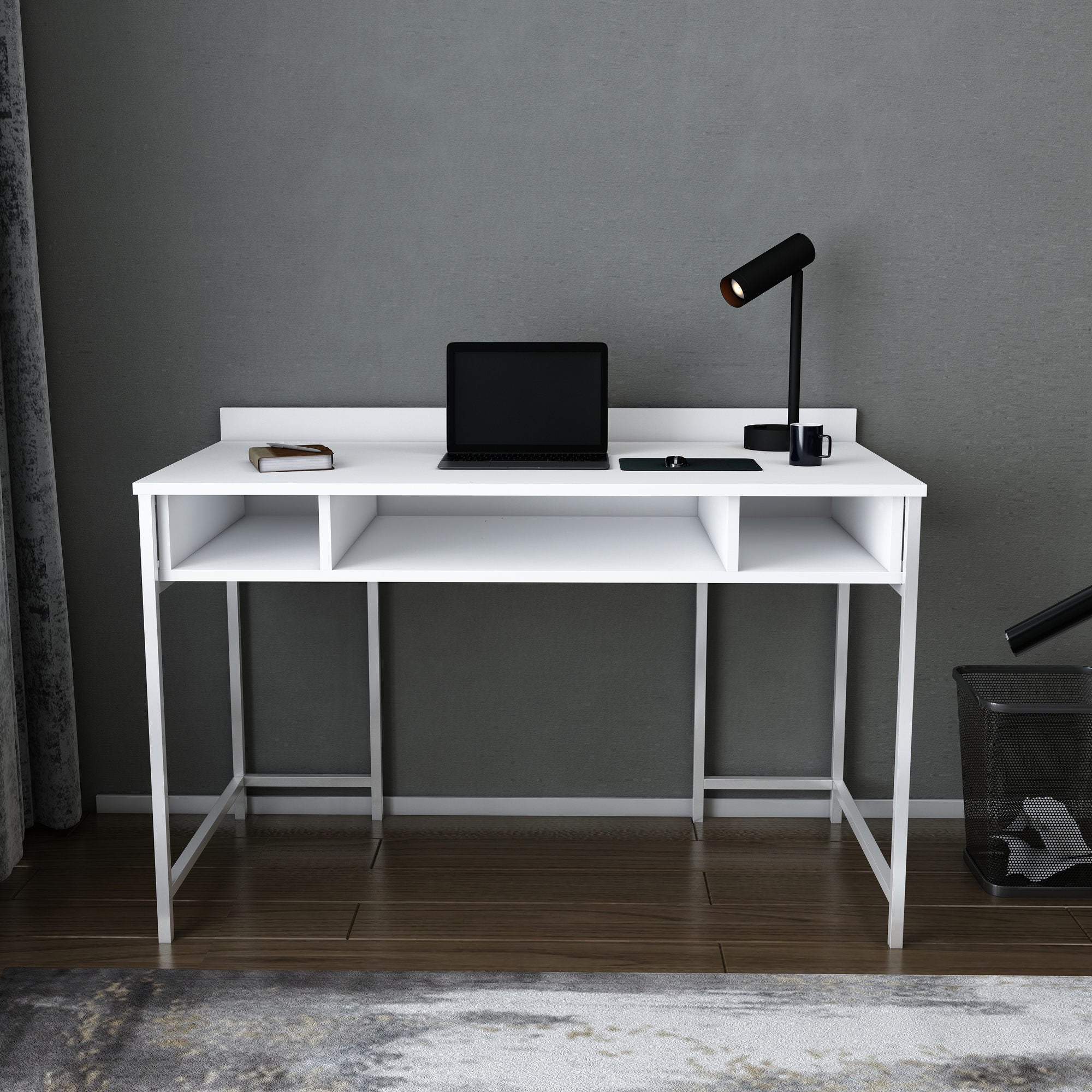 Secretária de Estudo/Escritório Moderna, Branca, 120 x 60 x 74,8 cm | Painel de Partículas 100% Revestido em Melamina, 18 mm de Espessura | Elegante e Funcional para Uso Doméstico ou Hoteleiro