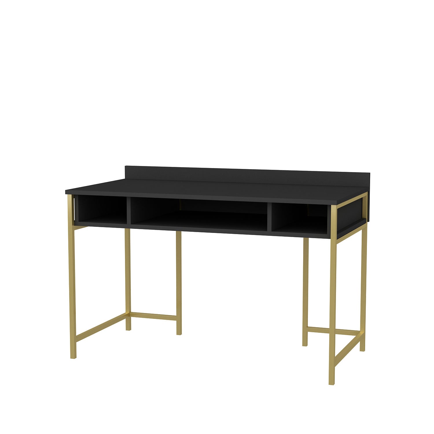 Secretária de Estudo/Escritório Moderna, Dourado e Antracite, 120 x 60 x 74,8 cm | Painel de Partículas 100% Revestido em Melamina, 18 mm de Espessura | Design Glamouroso para Casa e Escritório