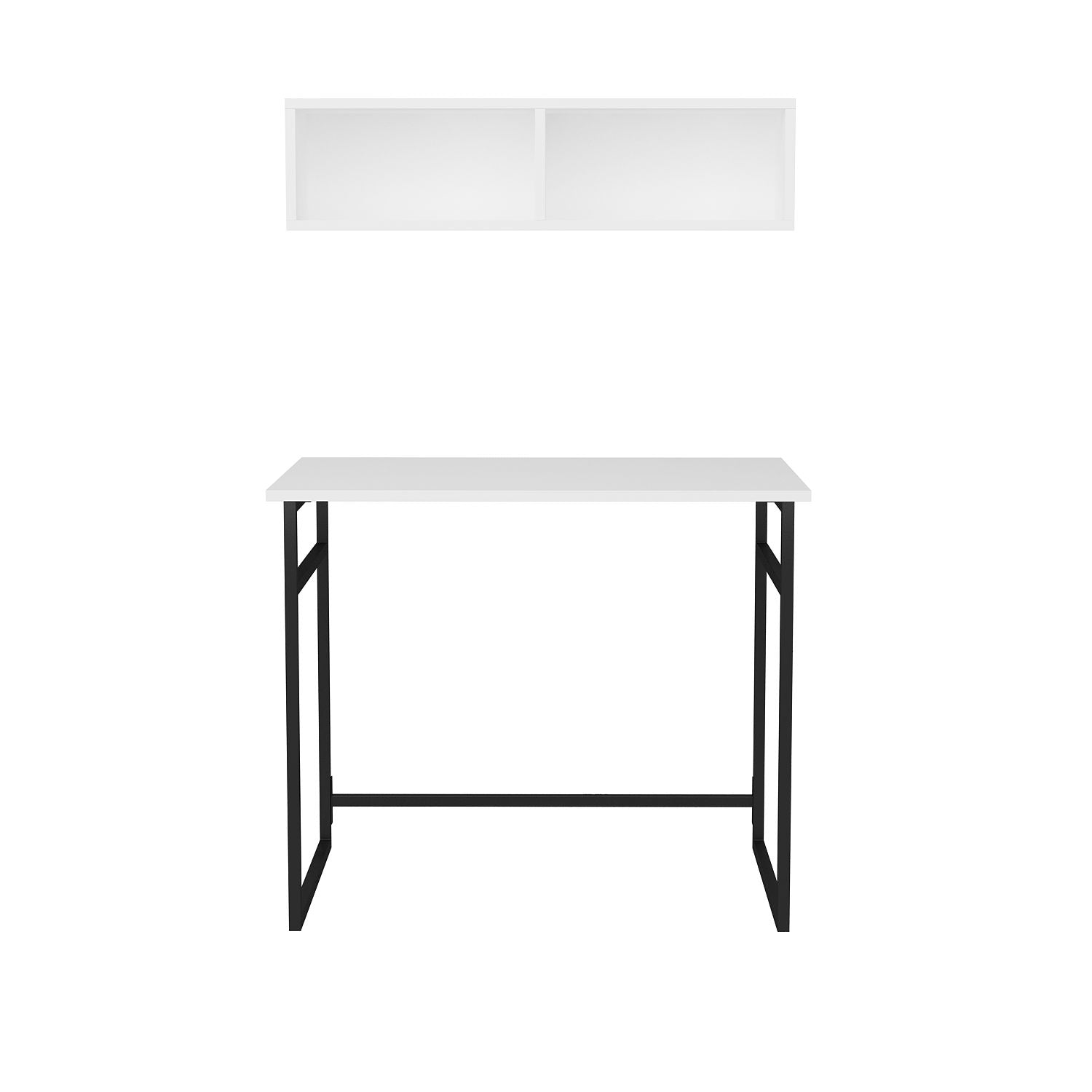 Secretária de Estudo/Escritório Moderna, Preta e Branca, 90 x 60 x 75 cm | Painel de Partículas 100% Revestido em Melamina, 18 mm de Espessura | Elegante e Funcional para Uso Doméstico ou Hoteleiro