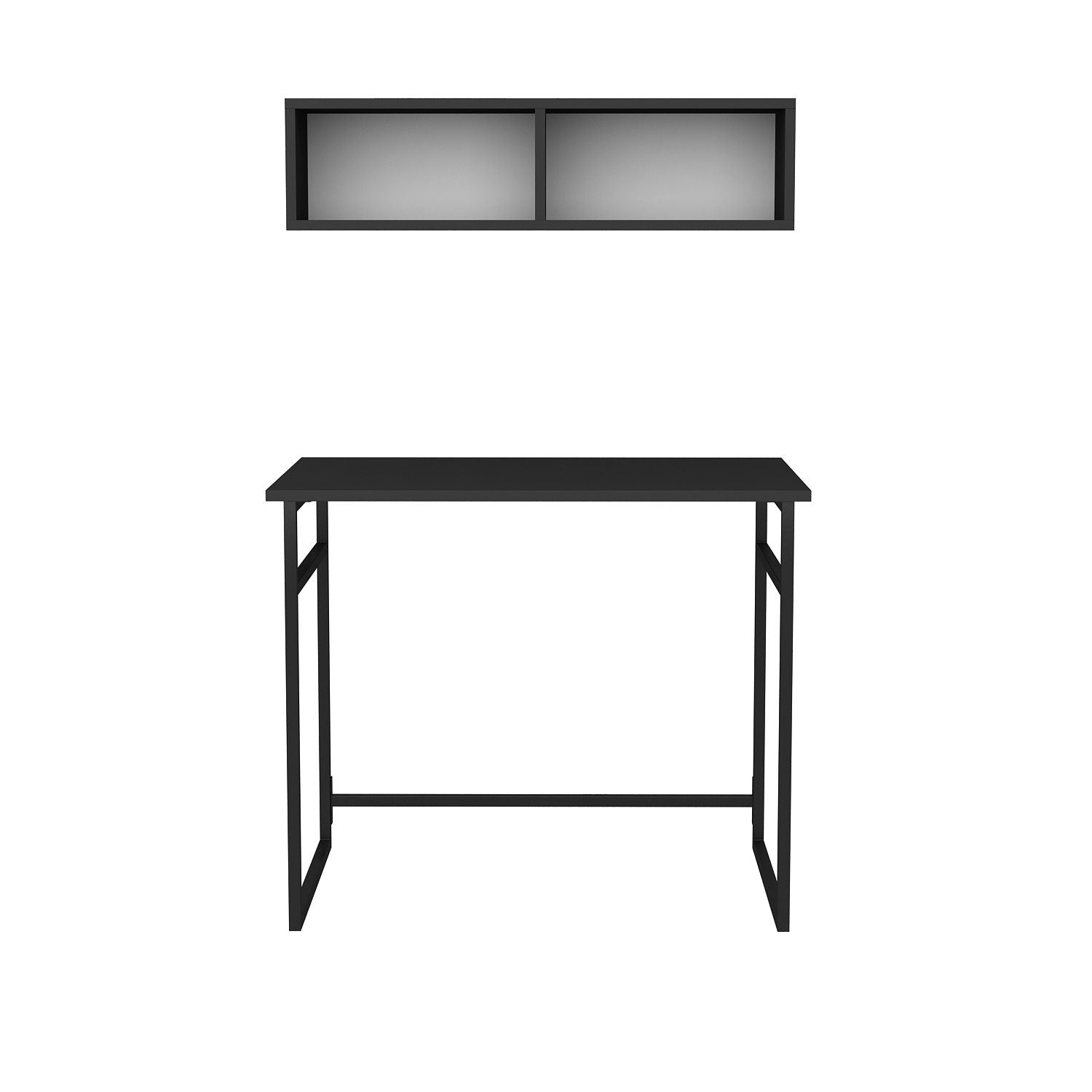 Secretária de Estudo/Escritório Moderna, Preta e Antracite, 90 x 60 x 75 cm | Painel de Partículas 100% Revestido em Melamina, 18 mm de Espessura | Elegante e Funcional para Casa ou Escritório