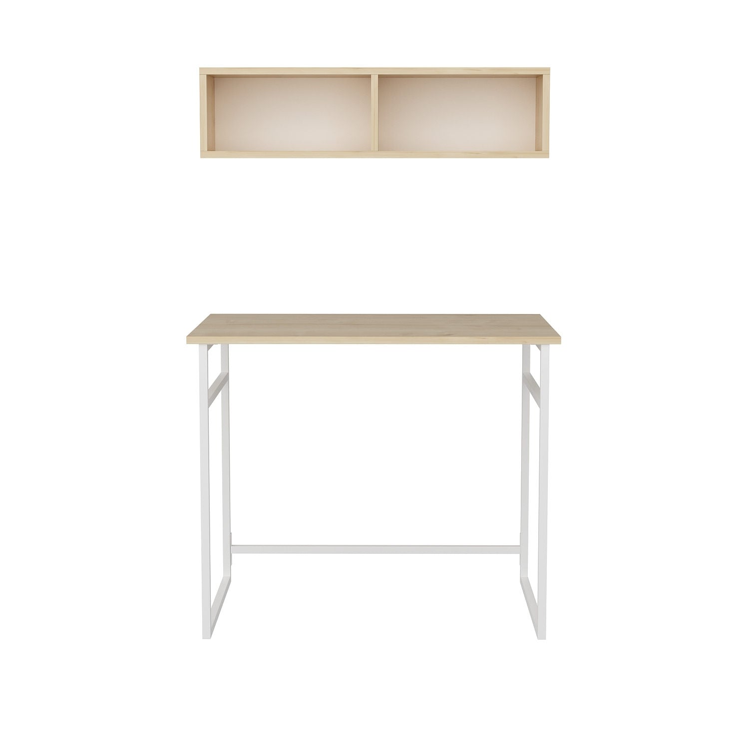 Secretária de Estudo/Escritório Moderna, Branca e Carvalho, 90 x 60 x 75 cm | Painel de Partículas 100% Revestido em Melamina, 18 mm de Espessura | Elegante e Funcional para Uso Doméstico ou Hoteleiro