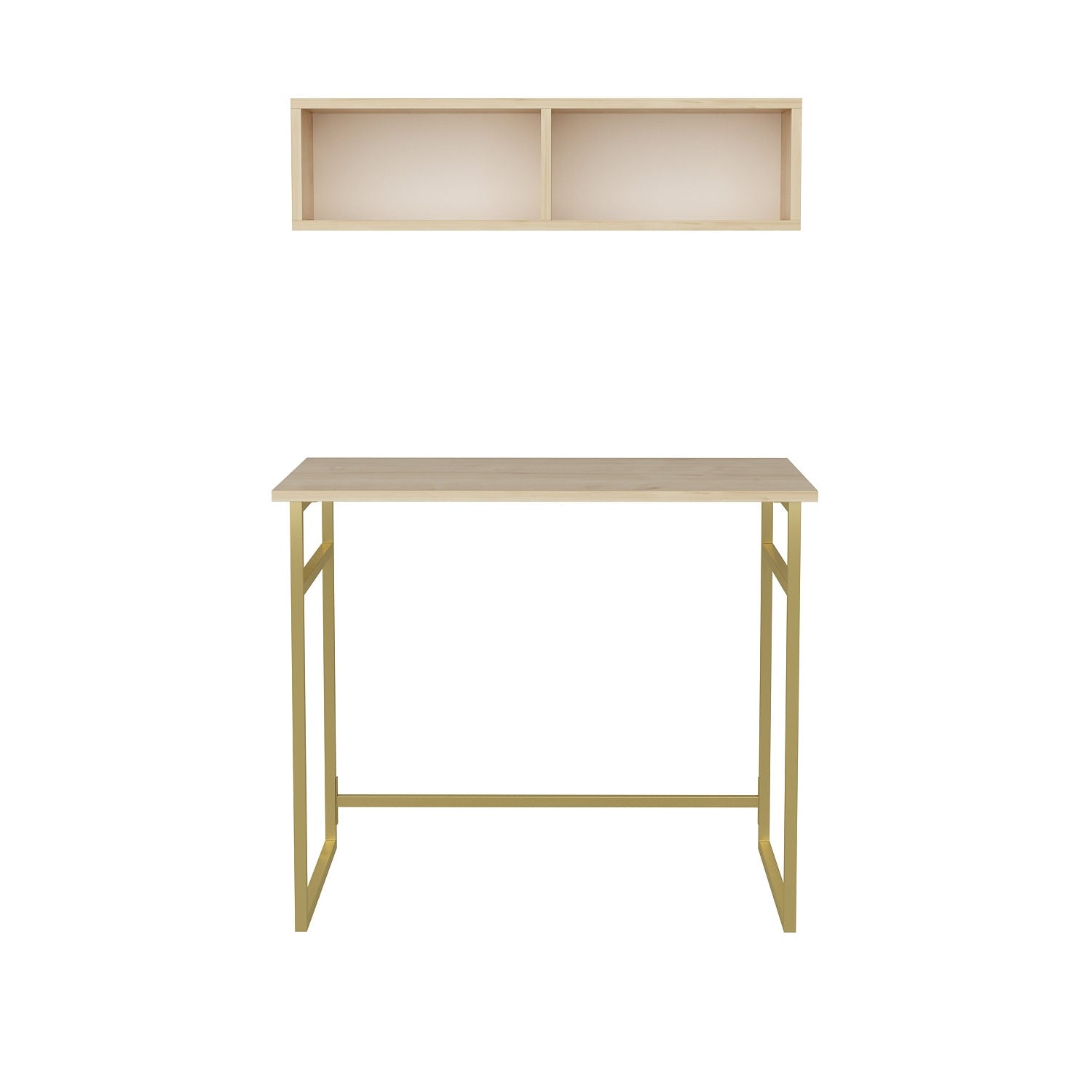 Secretária de Estudo/Escritório Moderna, Dourado e Carvalho, 90 x 60 x 75 cm | Painel de Partículas 100% Revestido em Melamina, 18 mm de Espessura | Elegante e Funcional para Escritórios em Casa e Espaços Glamourosos