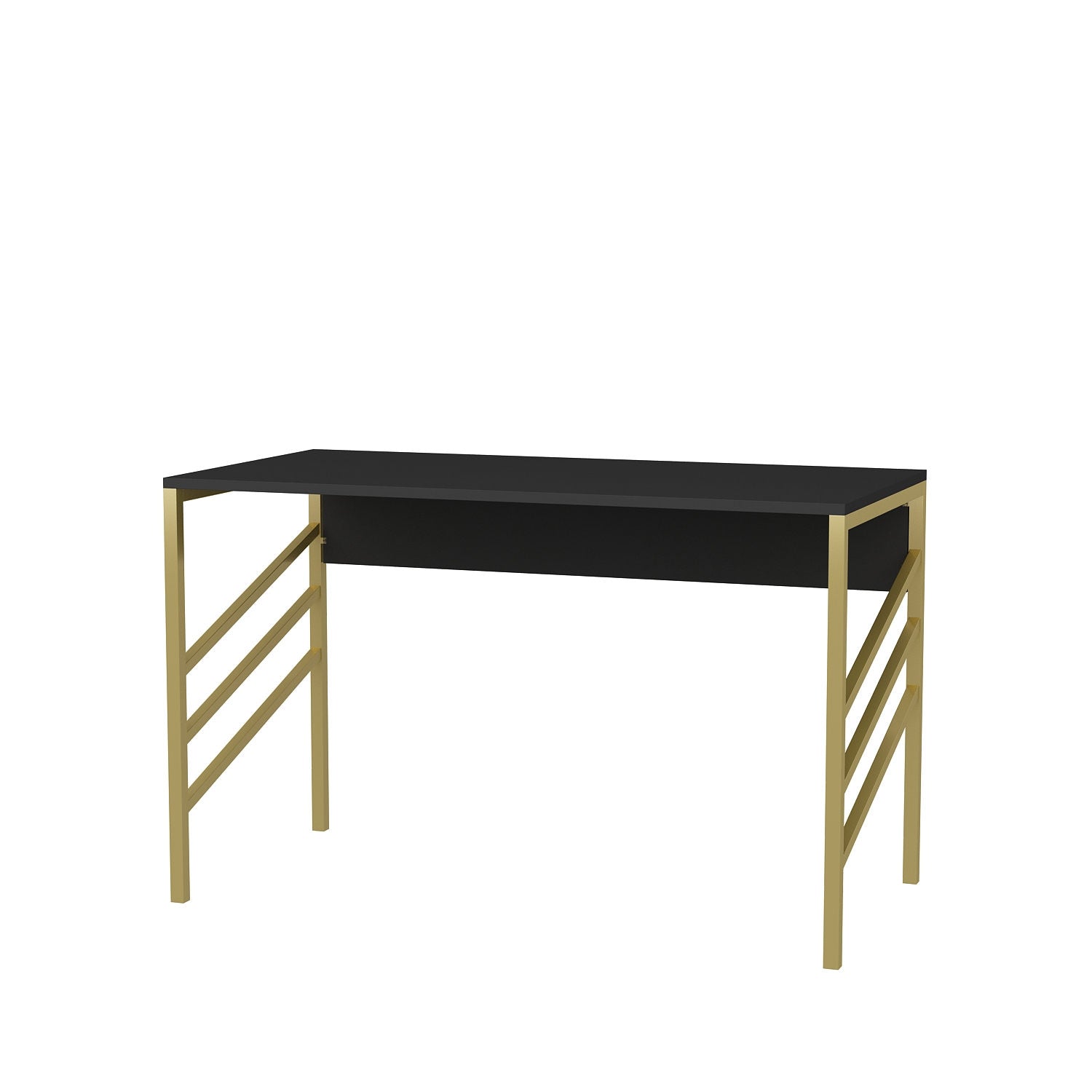 Secretária de Estudo/Escritório Moderna, Dourado e Antracite, 120 x 60 x 74,8 cm | Painel de Partículas 100% Revestido em Melamina, 18 mm de Espessura | Design Glamouroso para Casa e Escritório