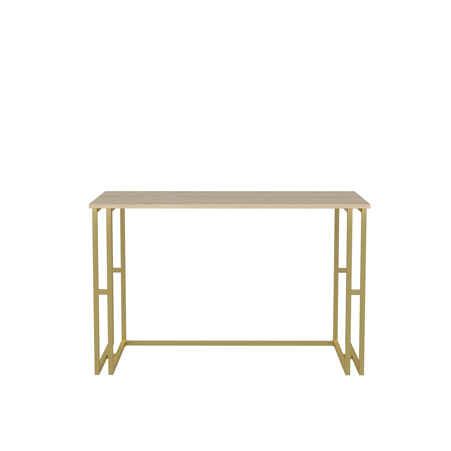 Secretária de Estudo/Escritório Moderna, Dourado e Carvalho, 120 x 60 x 74,8 cm | Painel de Partículas 100% Revestido em Melamina, 18 mm de Espessura | Design Glamouroso para Casa e Escritório
