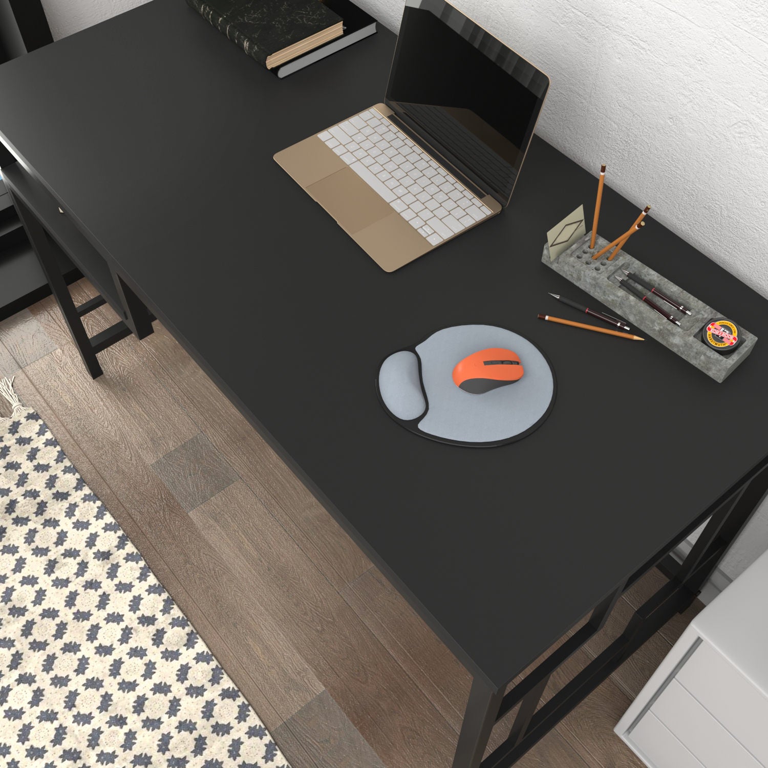 Secretária de Estudo/Escritório Moderna, Preta e Antracite, 120 x 60 x 74,8 cm | Painel de Partículas 100% Revestido em Melamina, 18 mm de Espessura | Elegante e Funcional para Casa ou Escritório