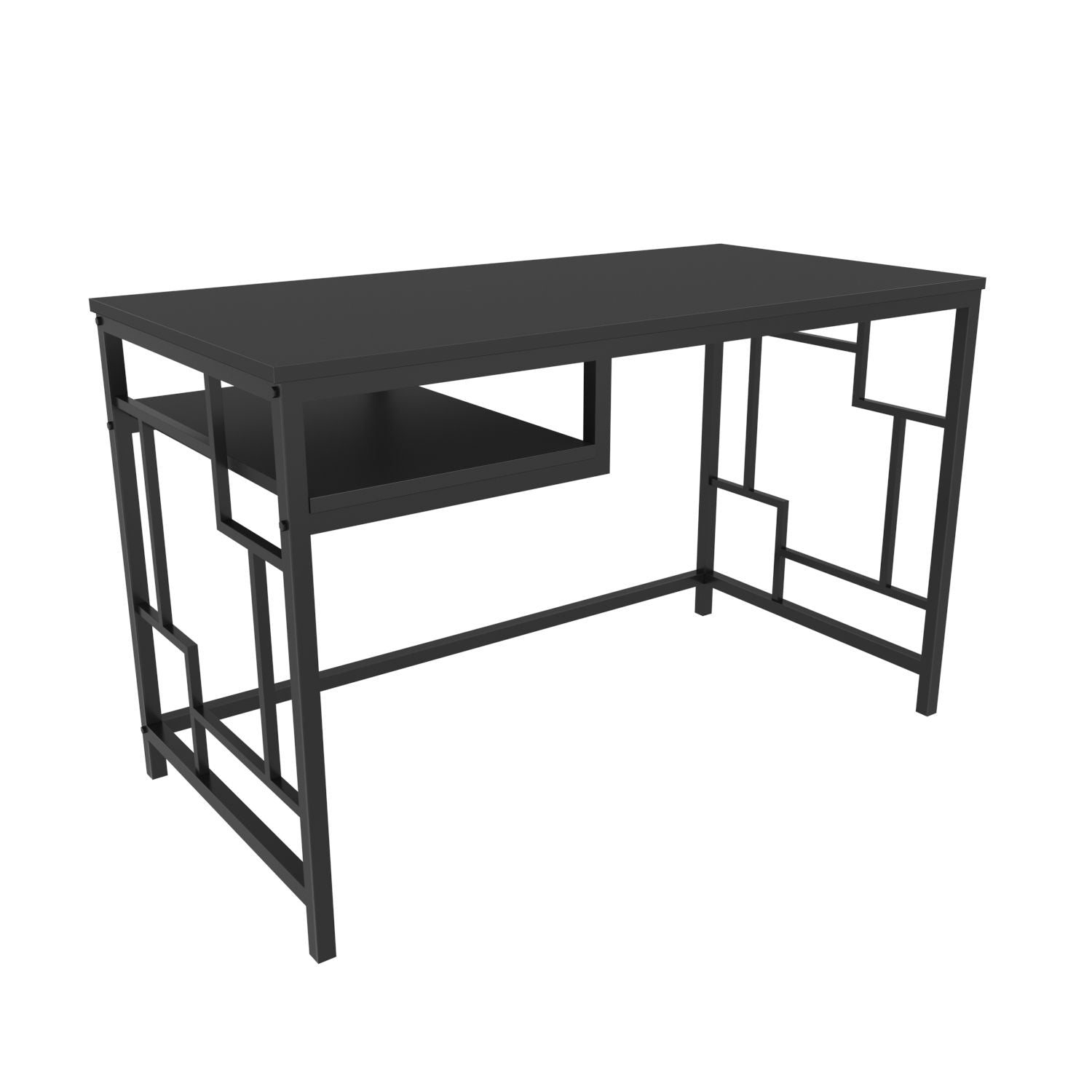 Secretária de Estudo/Escritório Moderna, Preta e Antracite, 120 x 60 x 74,8 cm | Painel de Partículas 100% Revestido em Melamina, 18 mm de Espessura | Elegante e Funcional para Casa ou Escritório