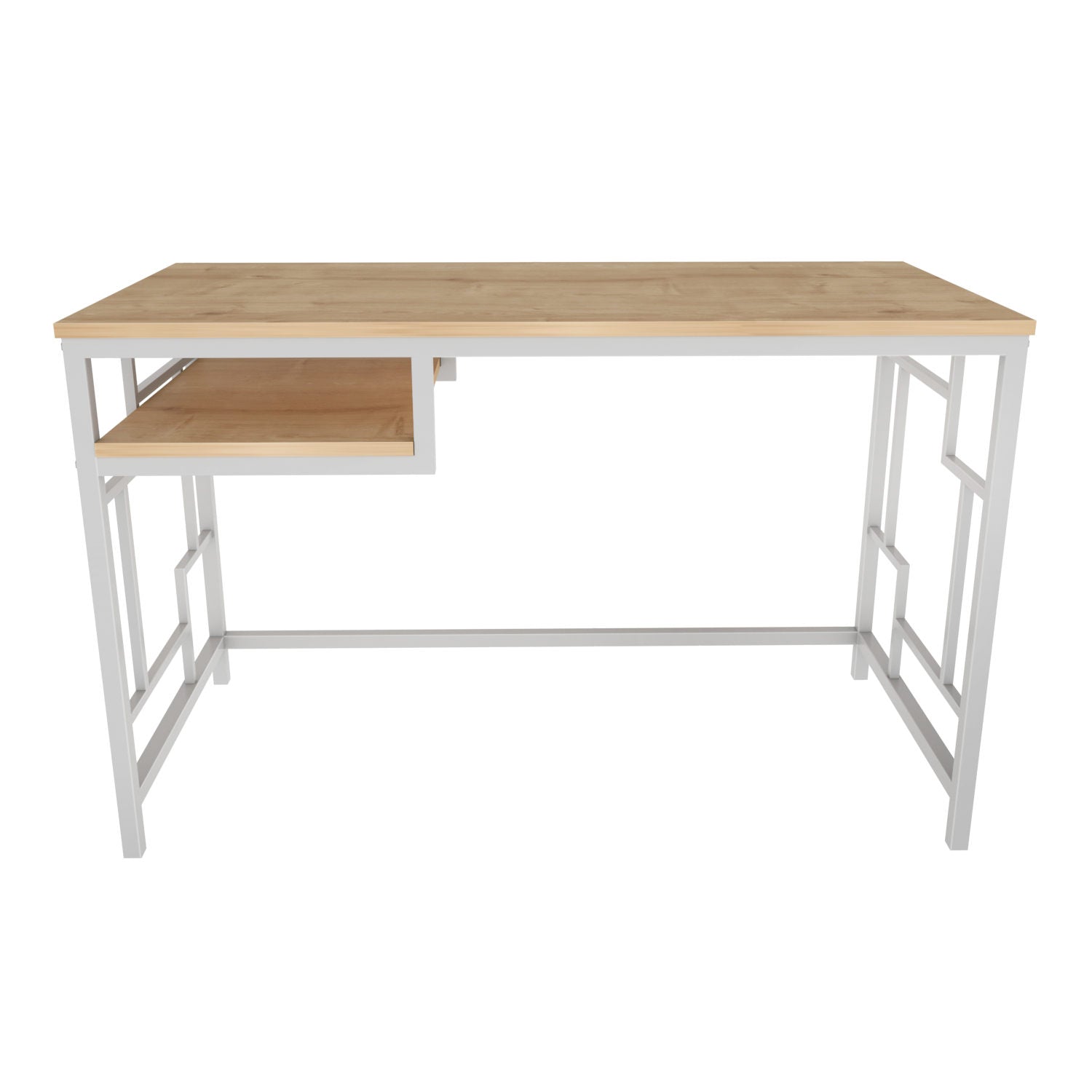 Secretária de Estudo/Escritório Moderna, Branca e Carvalho, 120 x 60 x 74,8 cm | Painel de Partículas 100% Revestido em Melamina, 18 mm de Espessura | Elegante e Funcional para Uso Doméstico ou Hoteleiro