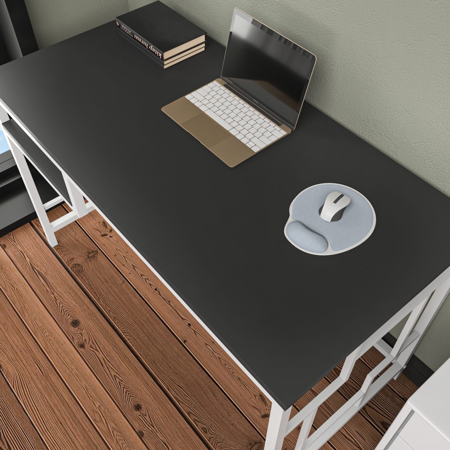 Secretária de Estudo/Escritório Moderna, Branca e Antracite, 120 x 60 x 74,8 cm | Painel de Partículas 100% Revestido em Melamina, 18 mm de Espessura | Elegante e Funcional para Casa ou Hotel