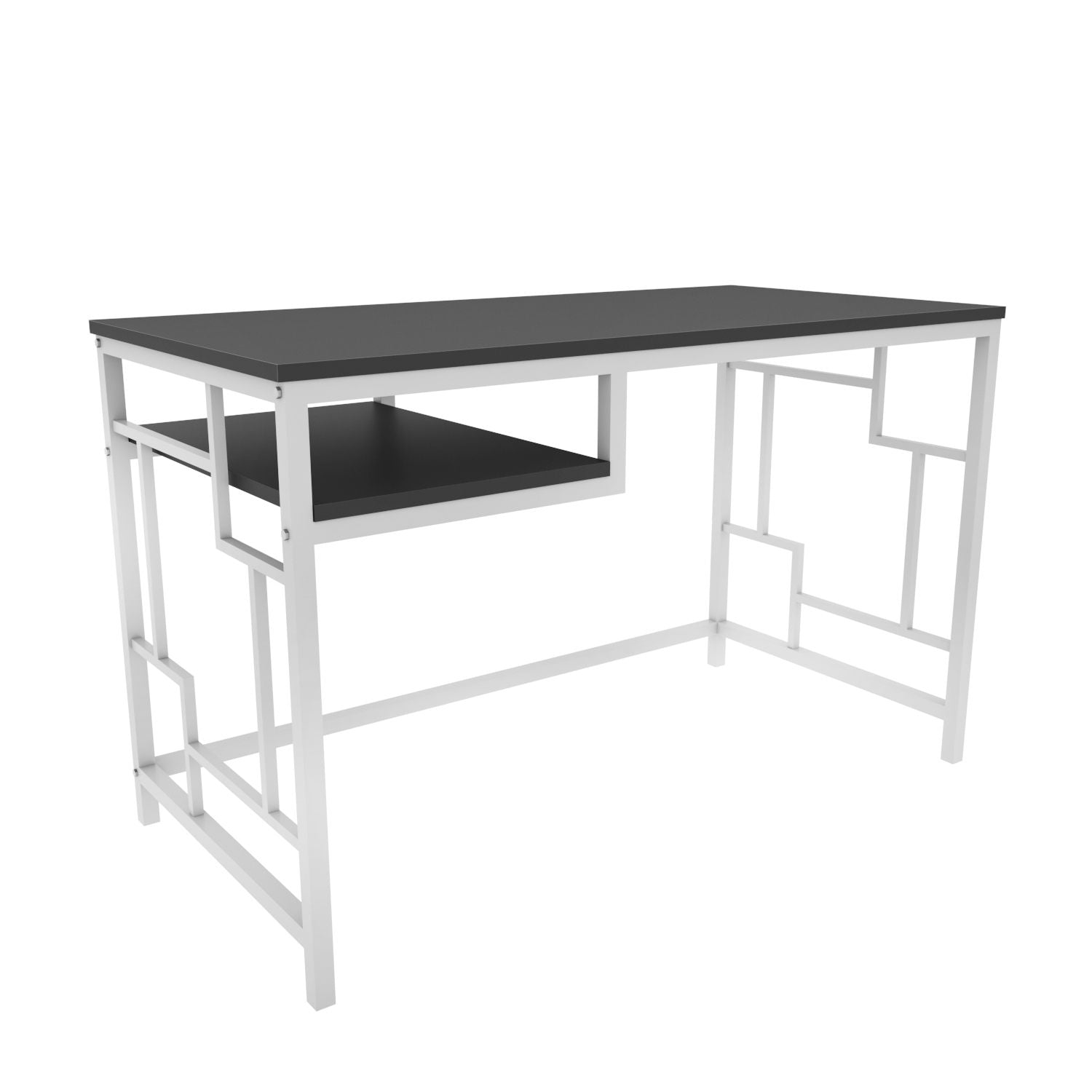 Secretária de Estudo/Escritório Moderna, Branca e Antracite, 120 x 60 x 74,8 cm | Painel de Partículas 100% Revestido em Melamina, 18 mm de Espessura | Elegante e Funcional para Casa ou Hotel