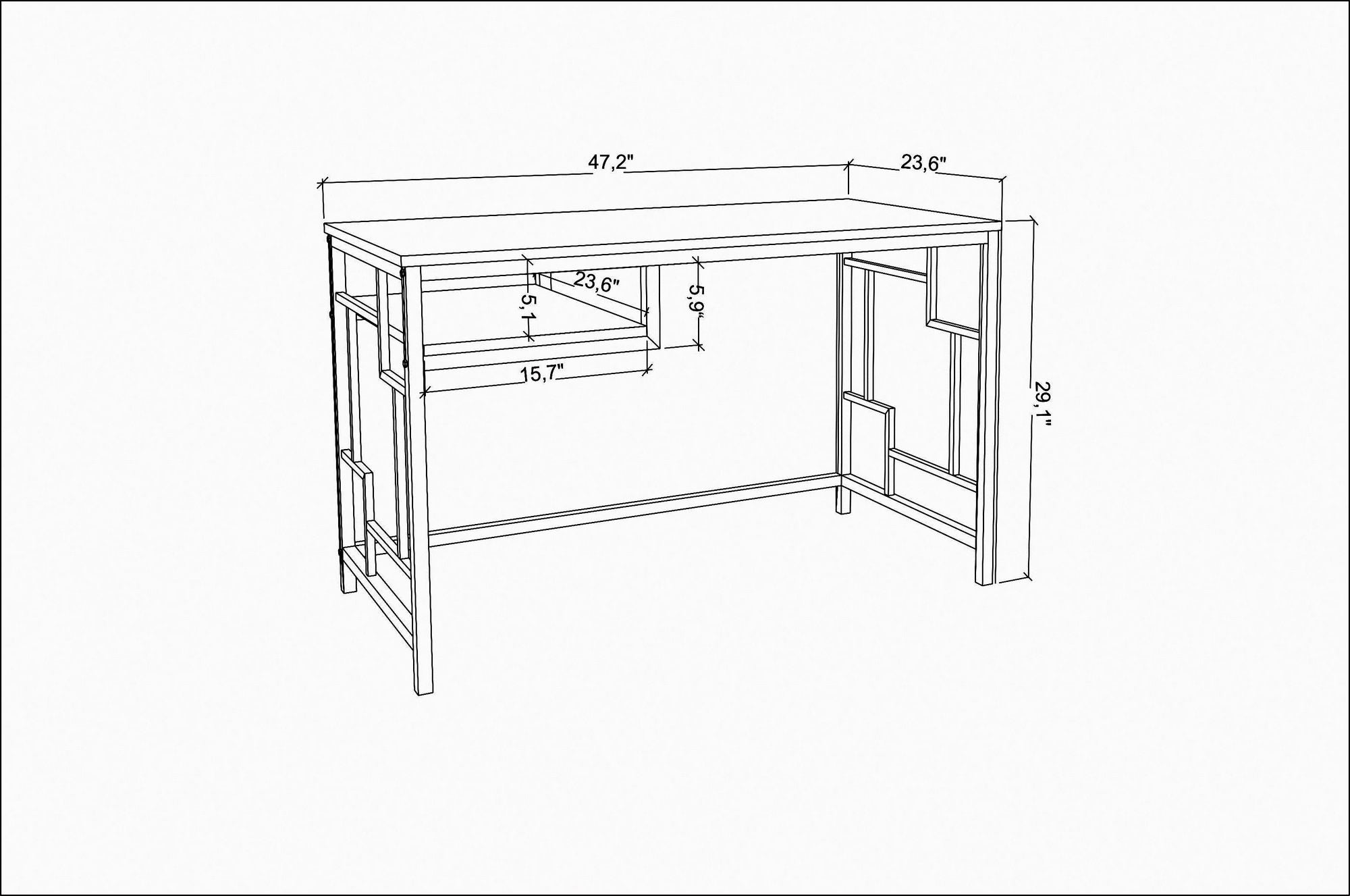 Secretária de Estudo/Escritório Moderna, Branca e Antracite, 120 x 60 x 74,8 cm | Painel de Partículas 100% Revestido em Melamina, 18 mm de Espessura | Elegante e Funcional para Casa ou Hotel