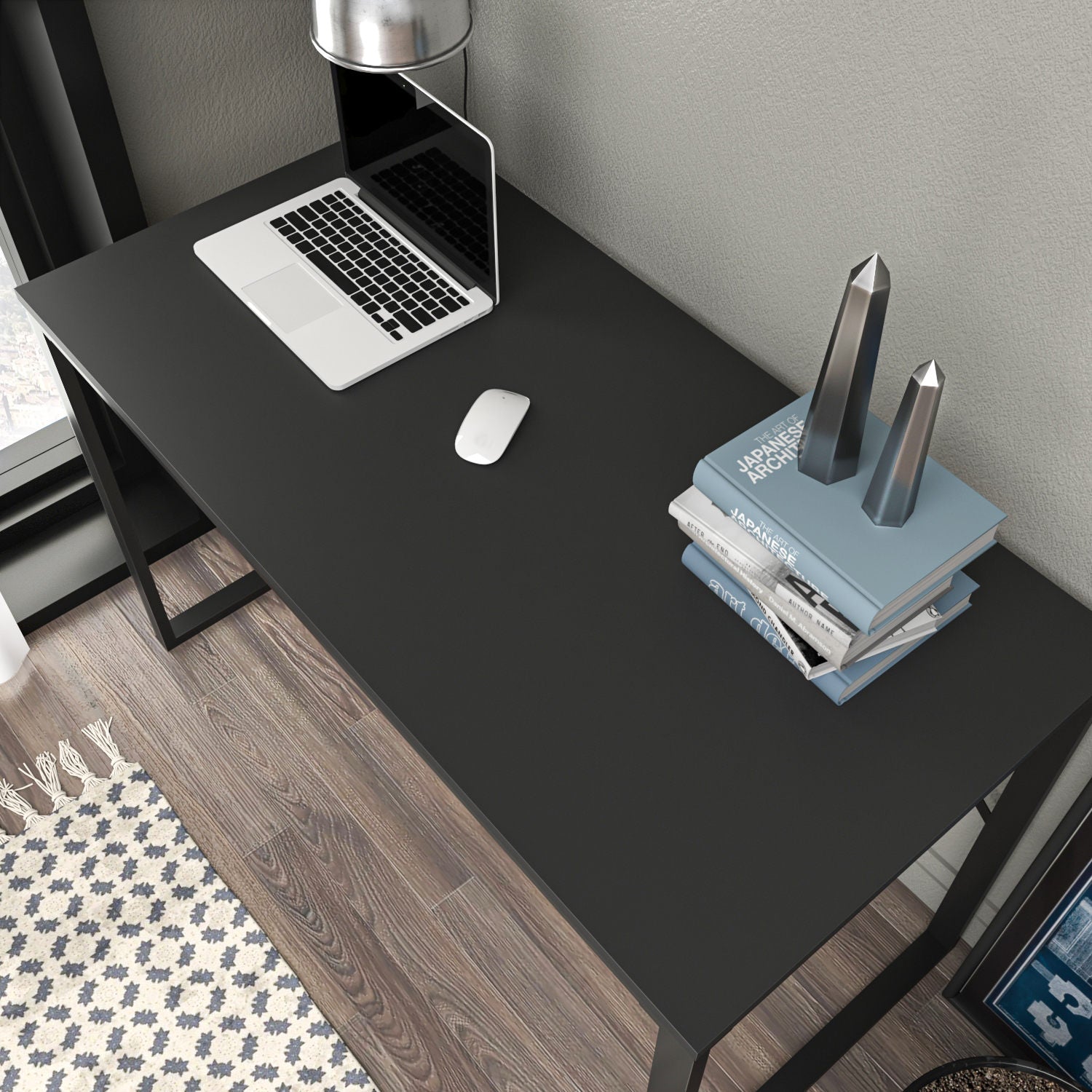 Secretária de Estudo/Escritório Moderna, Preta e Antracite, 120 x 60 x 74 cm | Painel de Partículas 100% Revestido em Melamina, 18 mm de Espessura | Elegante e Funcional para Casa ou Escritório