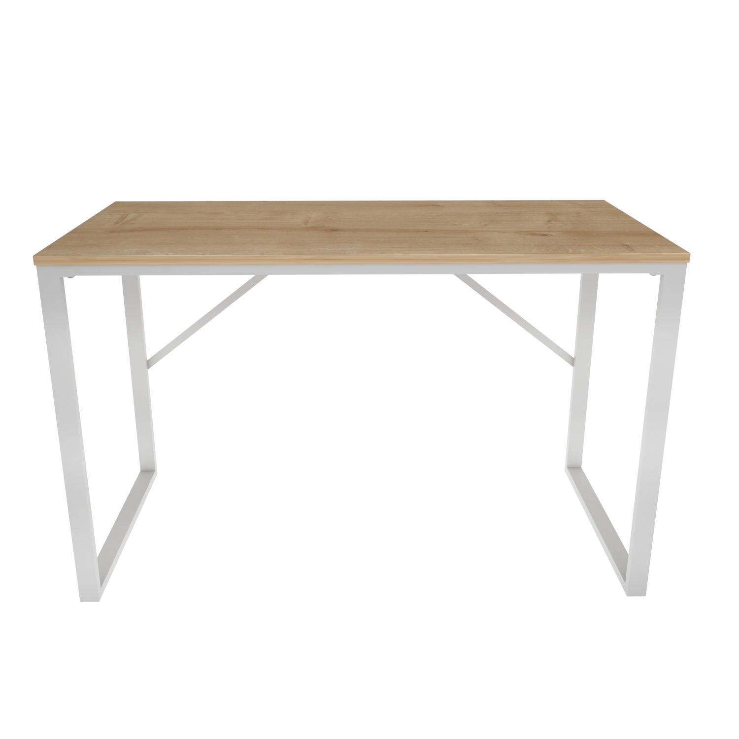 Secretária de Estudo/Escritório Moderna, Branca e Carvalho, 120 x 60 x 74 cm | Painel de Partículas 100% Revestido em Melamina, 18 mm de Espessura | Design Escandinavo Elegante para Casa e Escritório