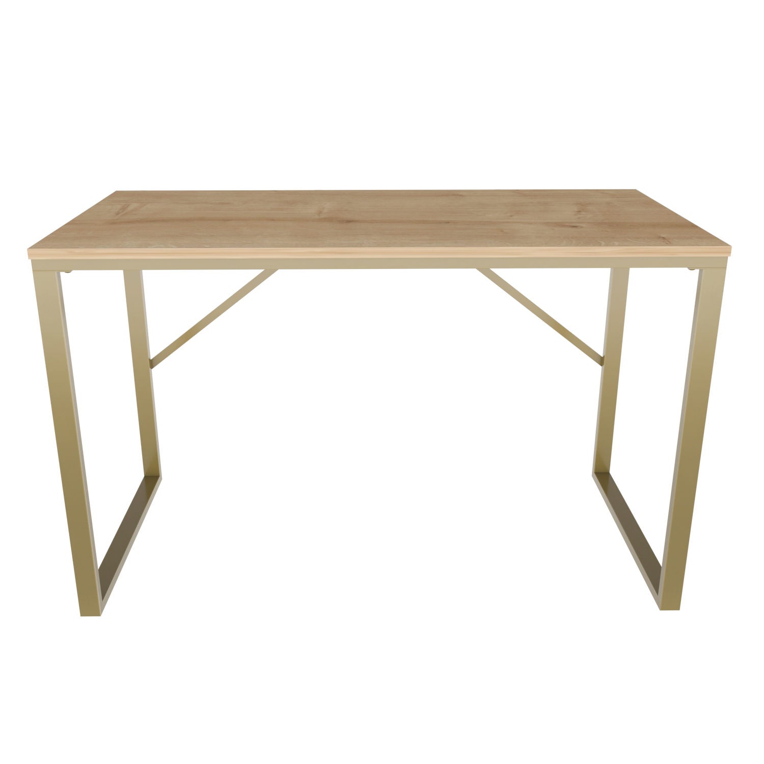 Secretária de Estudo/Escritório Moderna, Dourado e Carvalho, 120 x 60 x 74 cm | Painel de Partículas 100% Revestido em Melamina, 18 mm de Espessura | Design Glamouroso para Uso Residencial e Hoteleiro
