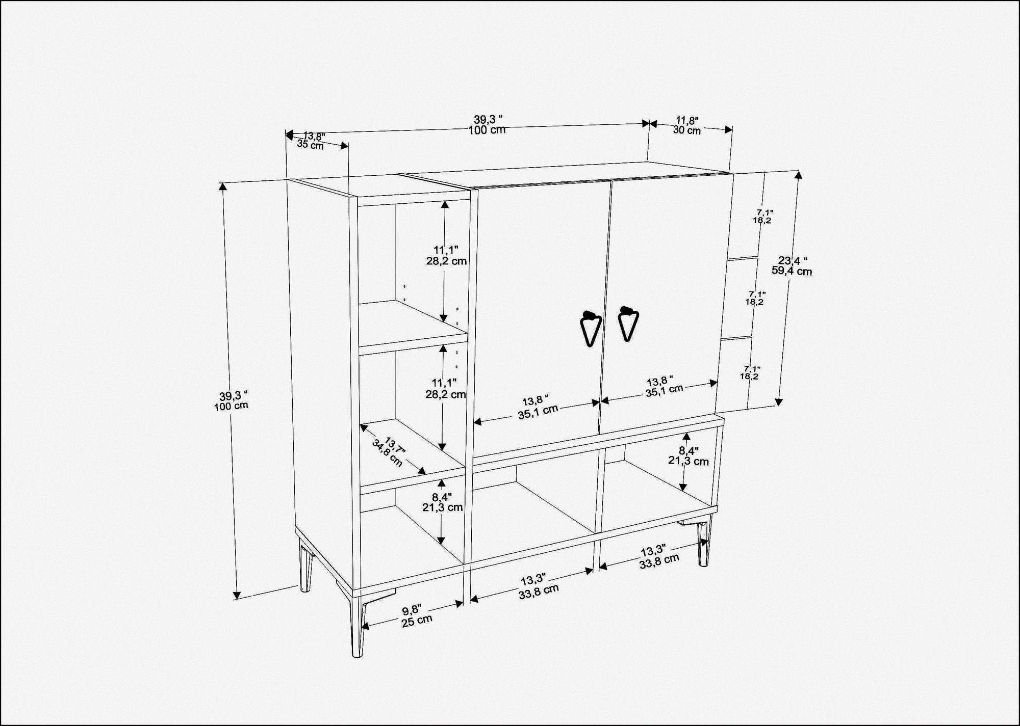 Consola de Entrada - Mesa para Corredor com Sapateira , Preta e Nogueira, 100 x 35 x 100 cm | Painel de Partículas 100% Revestido em Melamina, 18 mm de Espessura | Design Industrial Elegante para Casa e Escritório