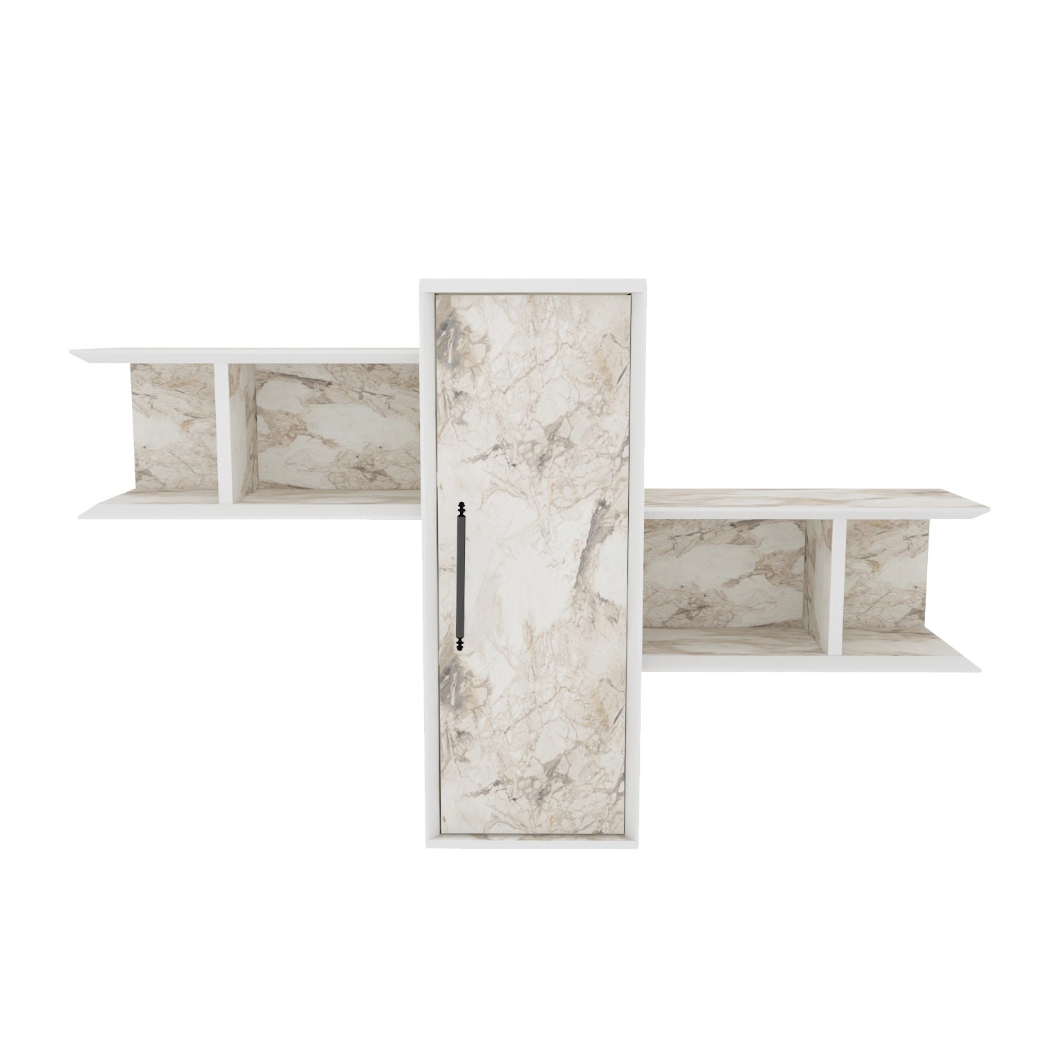 Prateleira de parede moderna, branca, 118,6 x 35 x 51,8 cm | Painel de partículas 100% revestido em melamina, 18 mm de espessura | Solução de armazenamento elegante e funcional para qualquer ambiente