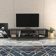 Móvel de TV elegante preto, 150 cm de largura, 35,2 cm de profundidade, 40 cm de altura | Painel de partículas 100% revestido de melamina, 18 mm de espessura | Perfeito para salas de estar modernas