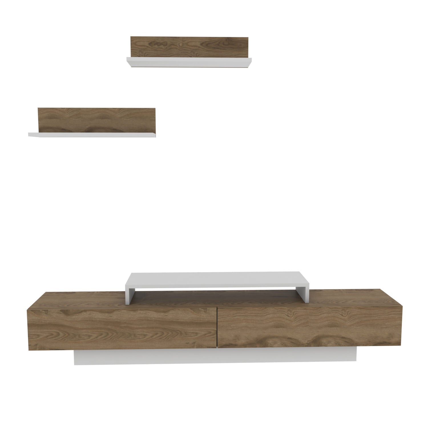 Móvel de TV escandinavo, carvalho branco e carvalho, 180 x 31 x 40 cm | Painel de partículas 100% revestido em melamina, 18 mm de espessura | Design elegante e funcional para salas de estar modernas