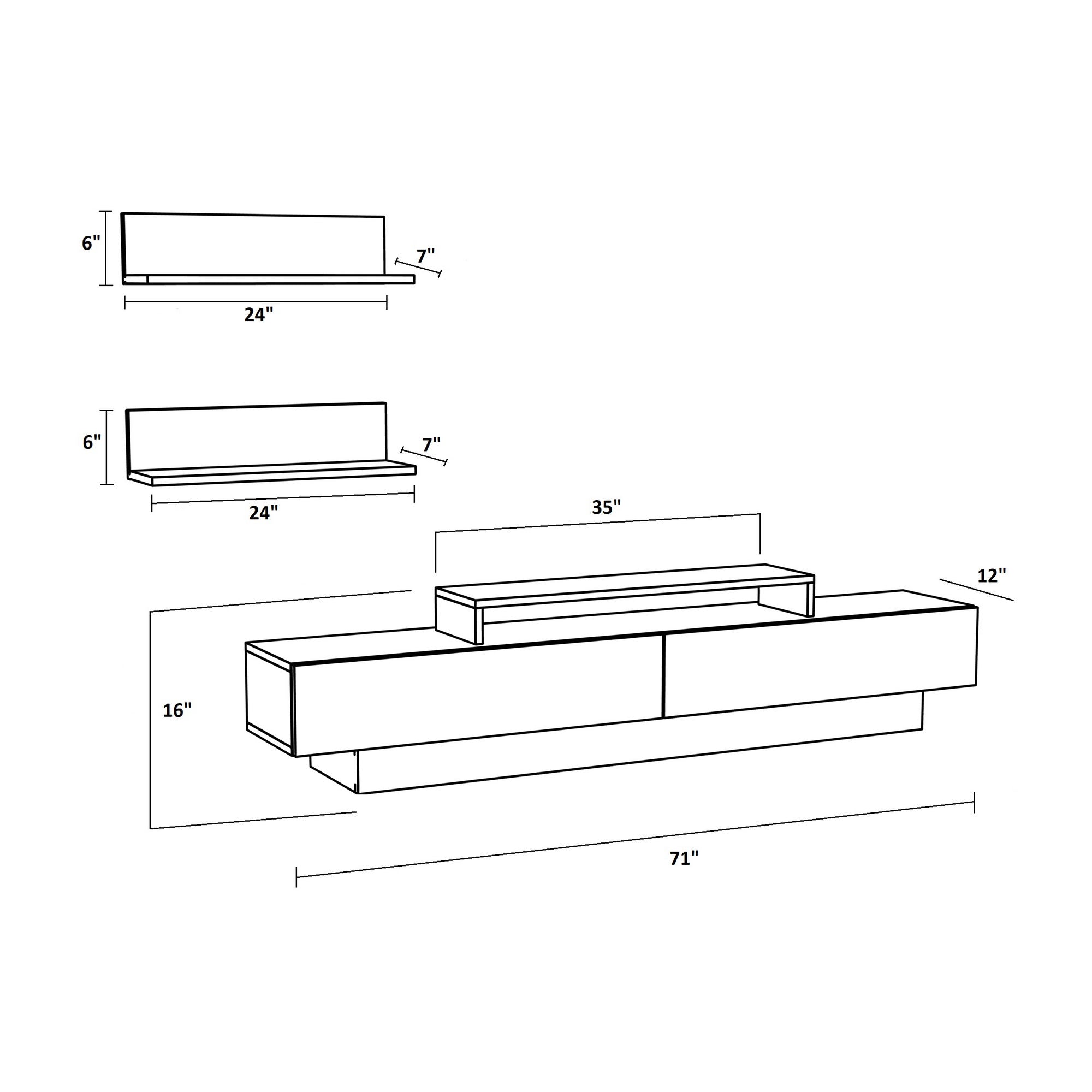 Móvel de TV escandinavo, branco e nogueira, 180 x 31 x 40 cm | Painel de partículas 100% revestido em melamina, 18 mm de espessura | Solução de armazenamento elegante e funcional para salas de estar modernas