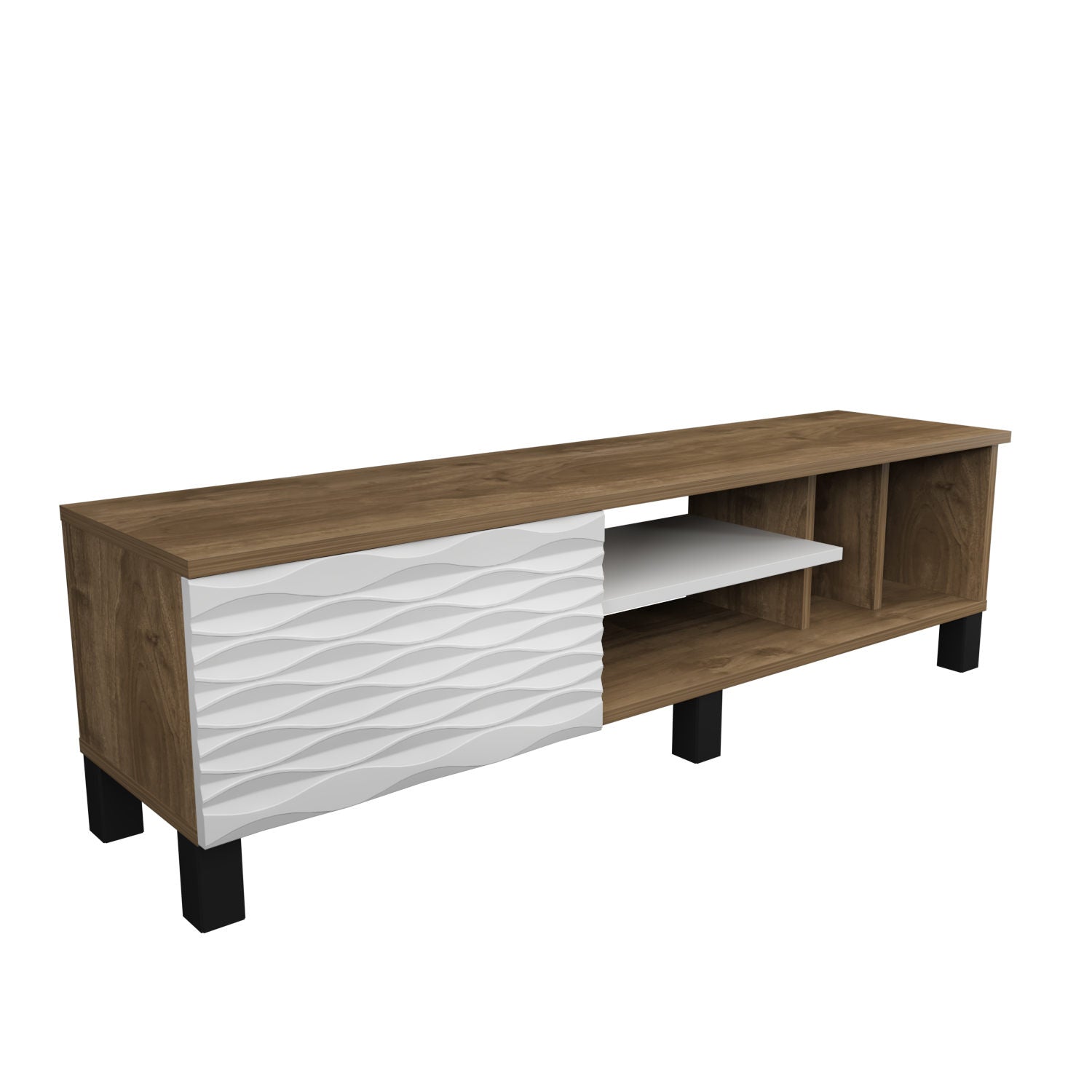 Móvel de TV tradicional, nogueira e branco, 140 cm x 35 cm x 40,3 cm | Painel de partículas 100% revestido de melamina, 18 mm de espessura | Design elegante e funcional para salas de estar