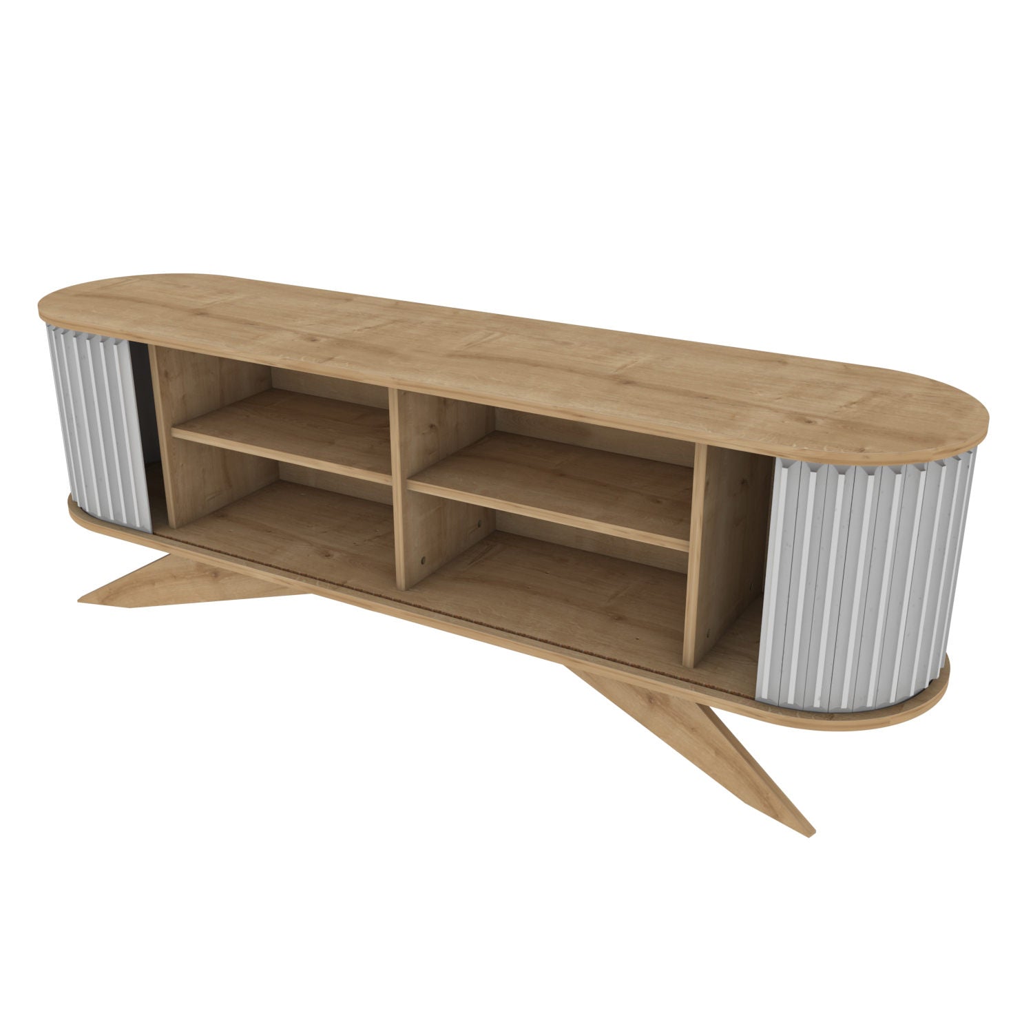 Móvel de TV moderno, safira e branco, 180 x 43 x 60 cm | Painel de partículas 100% revestido de melamina, 18 mm de espessura | Elegante e funcional para salas de estar