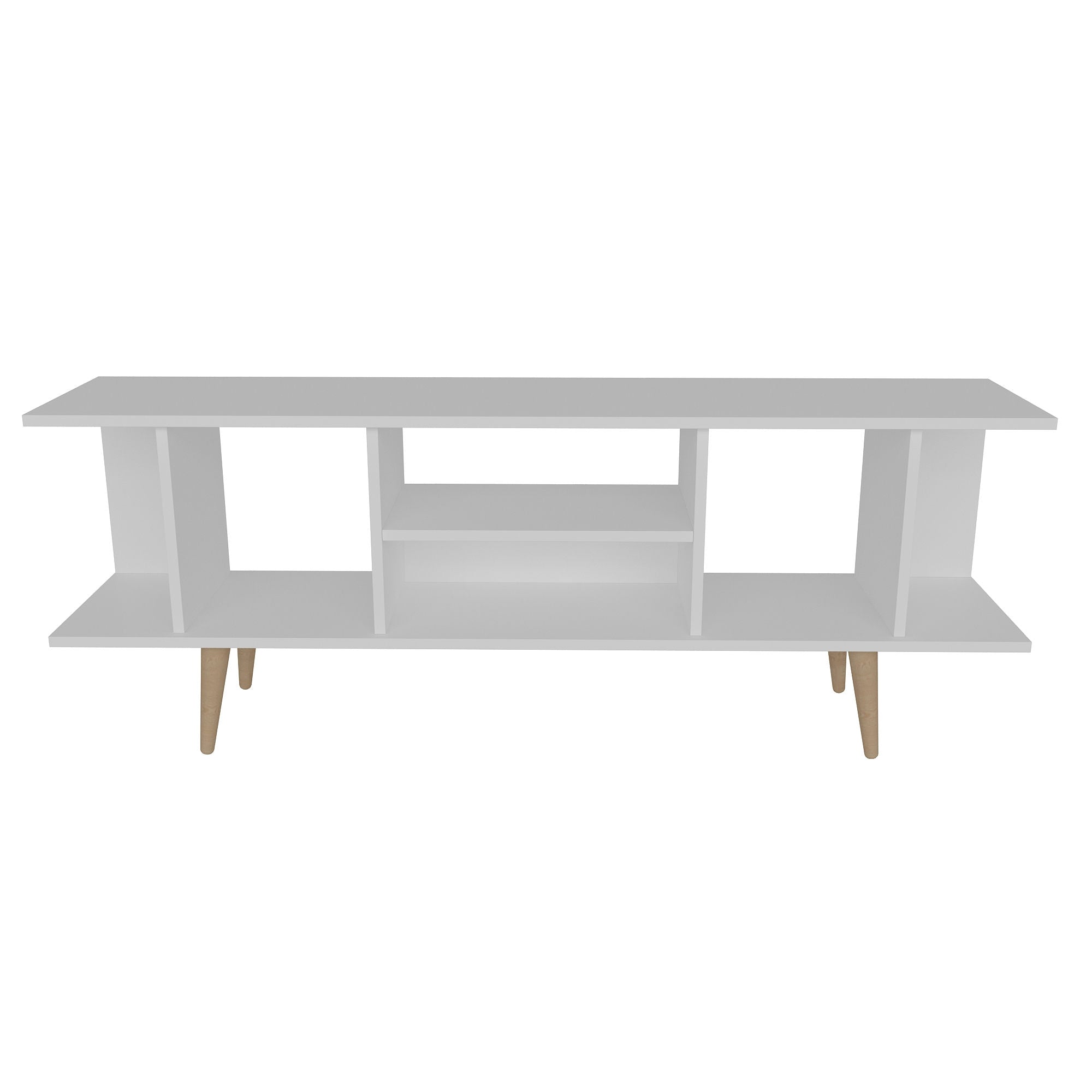 Móvel de TV moderno branco, 160 cm x 35 cm x 38,6 cm | Painel de partículas 100% revestido de melamina, 18 mm de espessura | Elegante e funcional para sala de estar