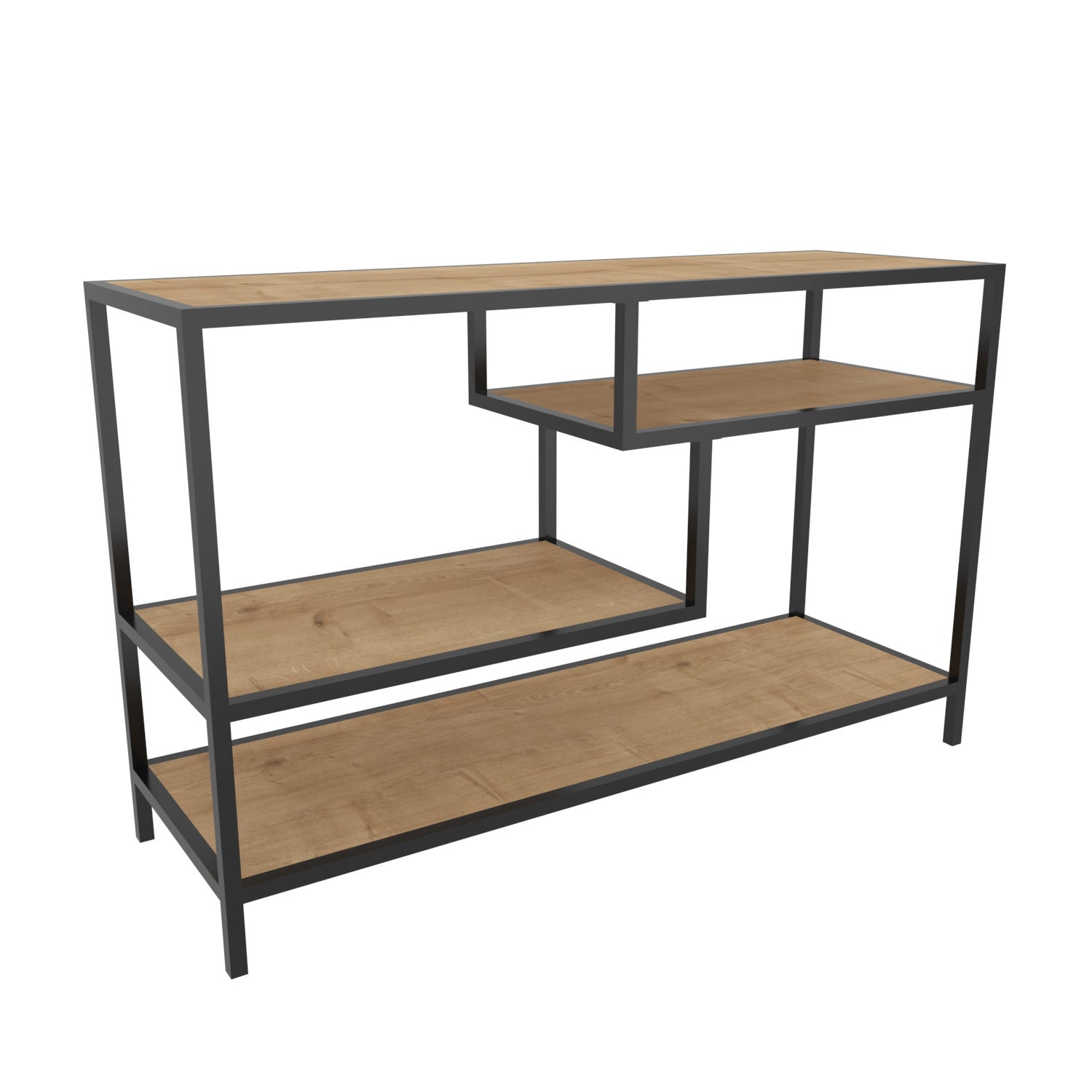 Móvel de TV industrial, carvalho e preto, 120 x 39 x 75 cm | Painel de partículas 100% revestido de melamina, 18 mm de espessura, estrutura de metal resistente | Design elegante e funcional