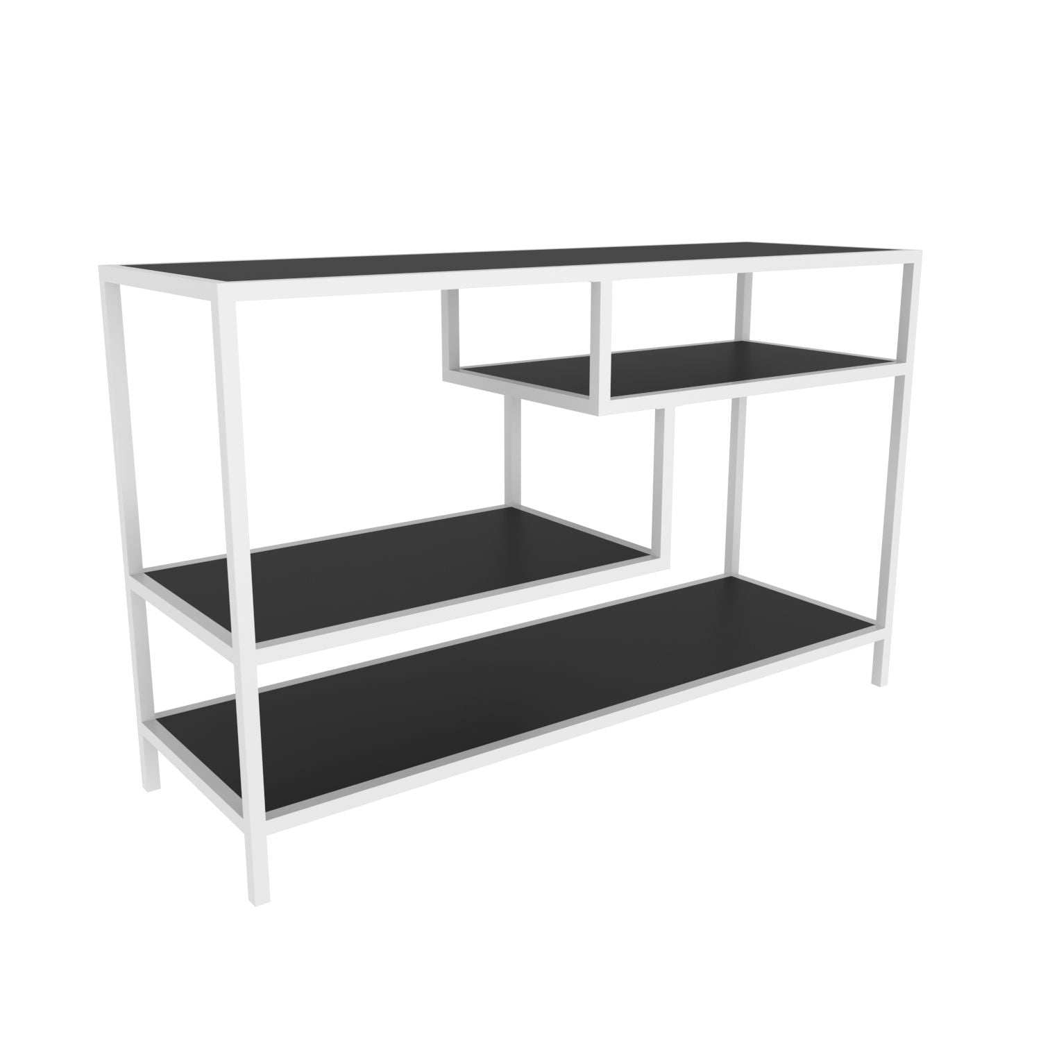 Móvel de TV escandinavo, branco e antracite, 120 x 39 x 75 cm | Painel de partículas 100% revestido de melamina, 18 mm de espessura, estrutura de metal resistente | Design elegante e funcional