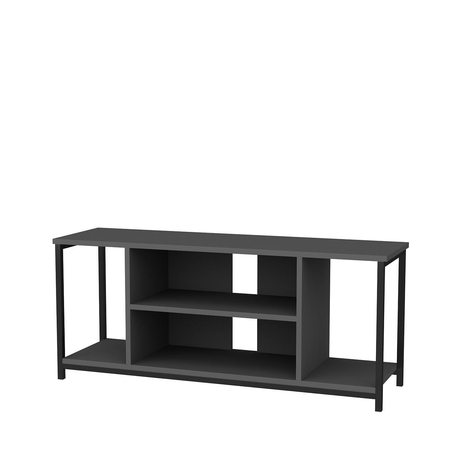 Móvel de TV industrial, preto e antracite, 120 x 35 x 50,8 cm | Painel de partículas 100% revestido de melamina, 18 mm de espessura, estrutura de metal resistente | Design elegante e funcional