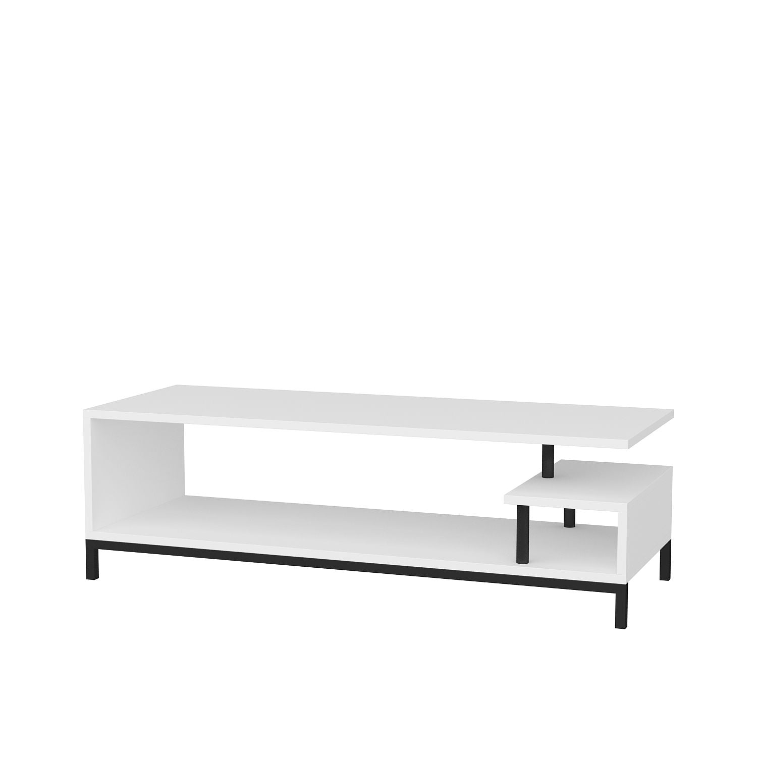 Móvel de TV elegante, preto e branco, 120 x 44,6 x 37,6 cm | Painel de partículas 100% revestido de melamina, 18 mm de espessura | Design moderno para salas de estar e espaços de entretenimento