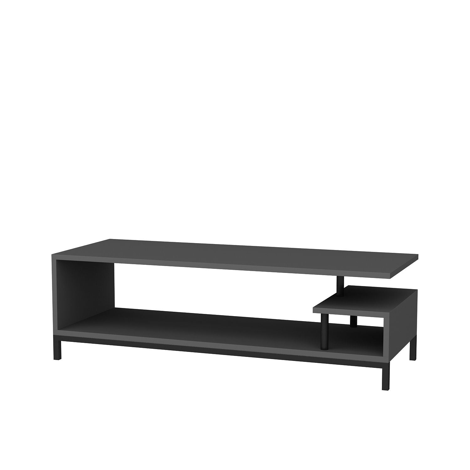 Móvel de TV industrial, preto e antracite, 120 x 44,6 x 37,6 cm | Painel de partículas 100% revestido de melamina, 18 mm de espessura | Elegante e durável para salas de estar modernas