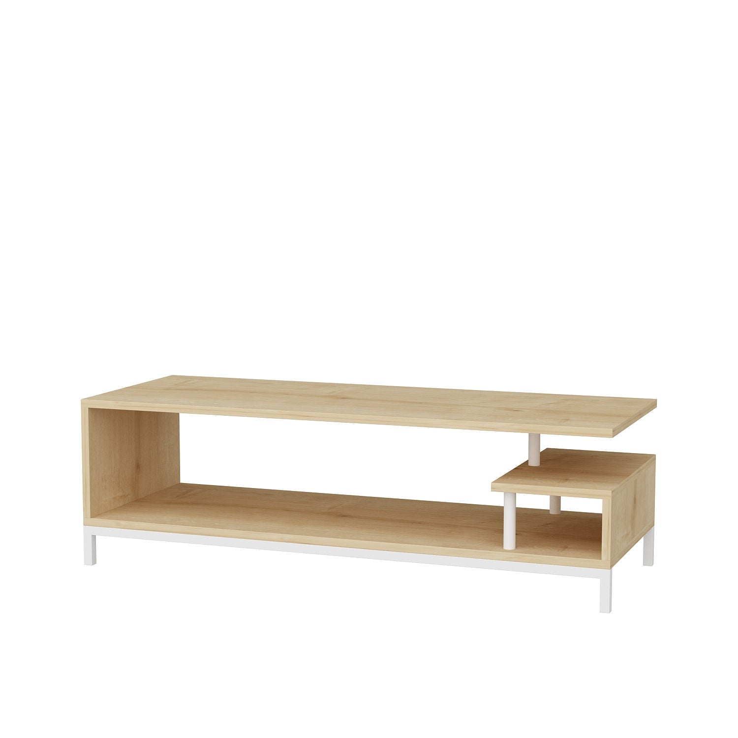 Móvel de TV escandinavo, branco e carvalho, 120 x 44,6 x 37,6 cm | Painel de partículas 100% revestido de melamina, 18 mm de espessura | Elegante e funcional para salas de estar modernas