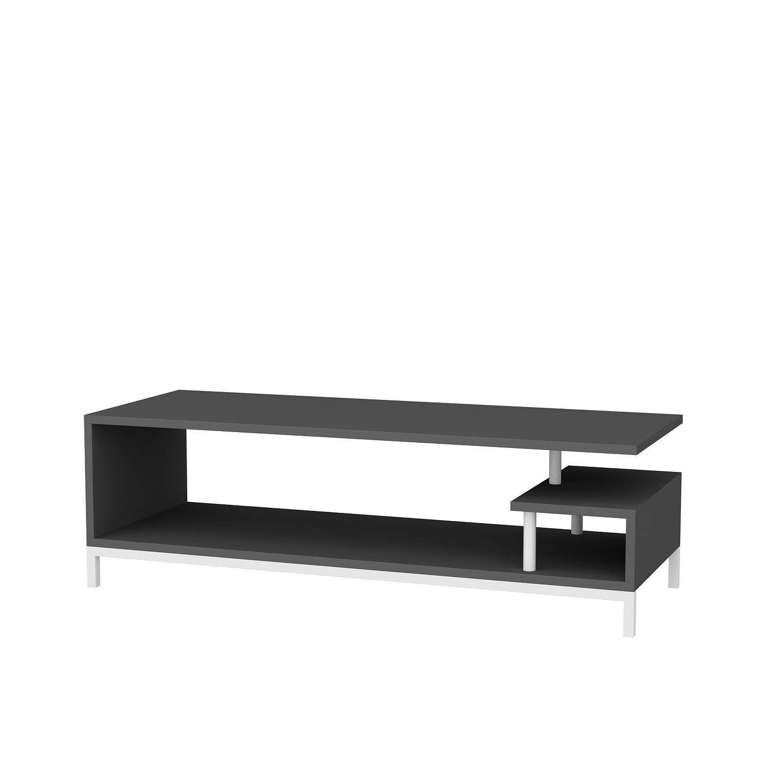 Móvel de TV escandinavo, 120 cm, branco e antracite | Painel de partículas 100% revestido de melamina, 18 mm de espessura | Elegante e funcional para salas de estar modernas